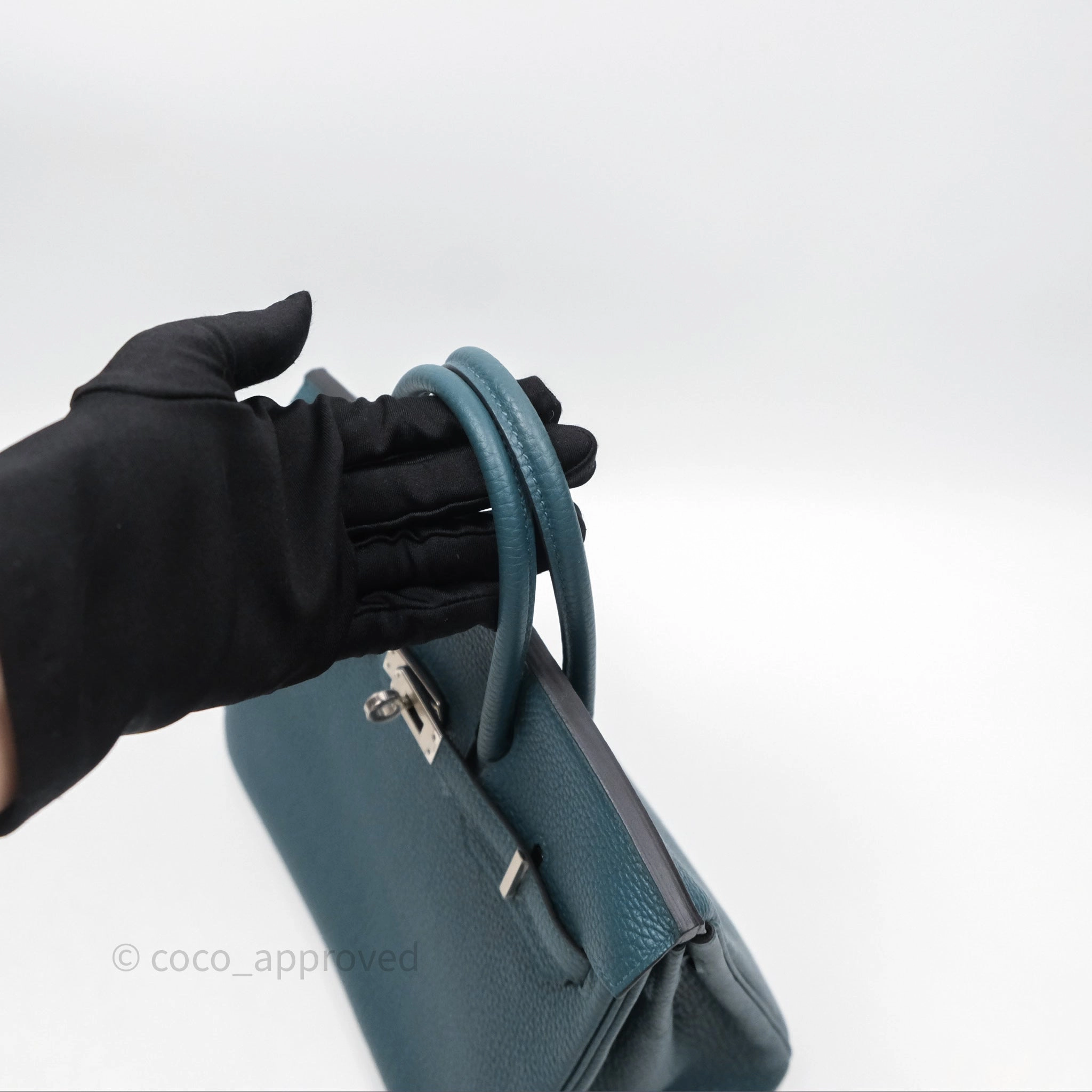 - DM/Email To Purchase - Herms Birkin 25 Retourne Vert Bosphore W0 / Bleu Ocan Z7 Togo Palladium Hardware