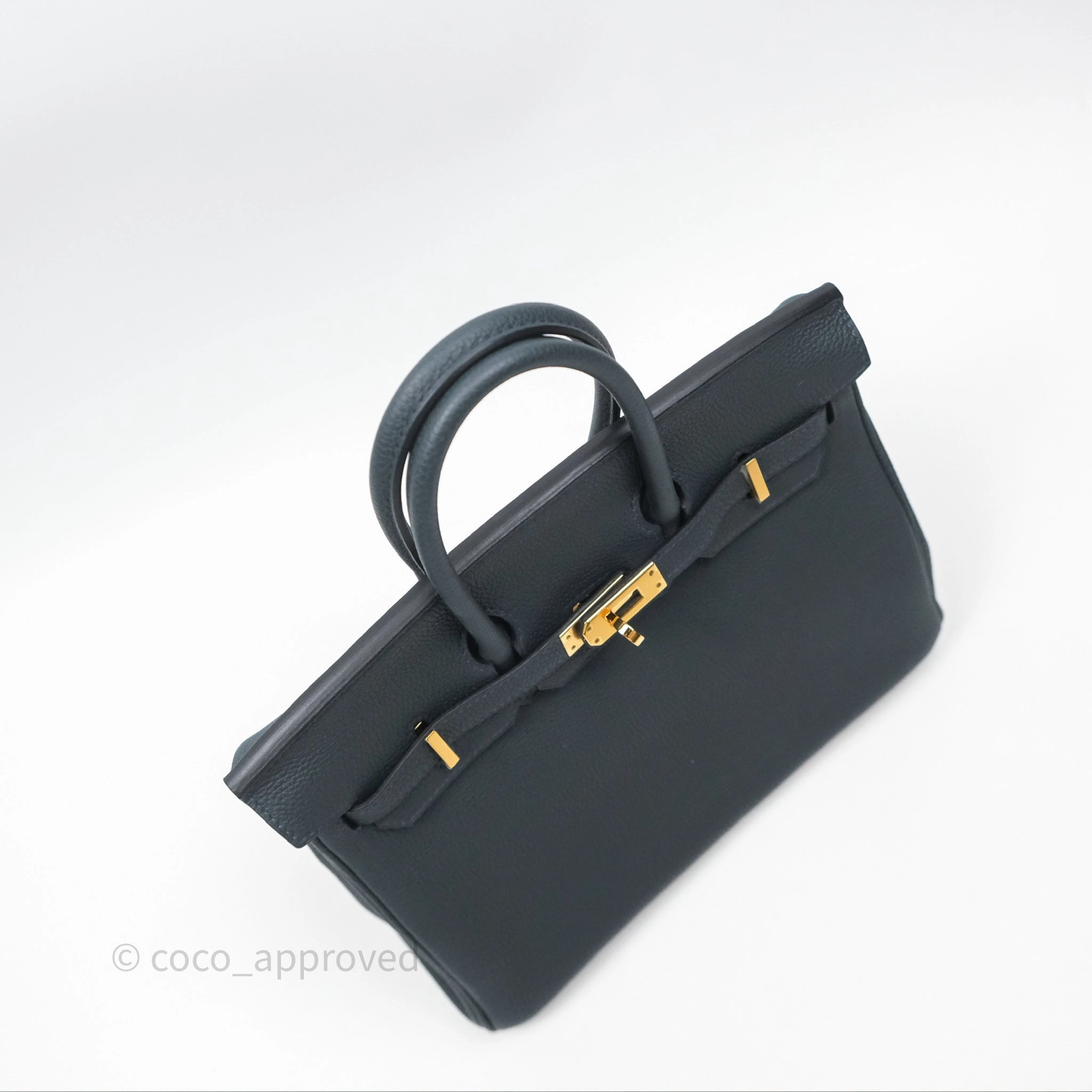 - DM/Email To Purchase - Herms Birkin 25 Retourne Vert Rousseau V0 Togo Gold Hardware