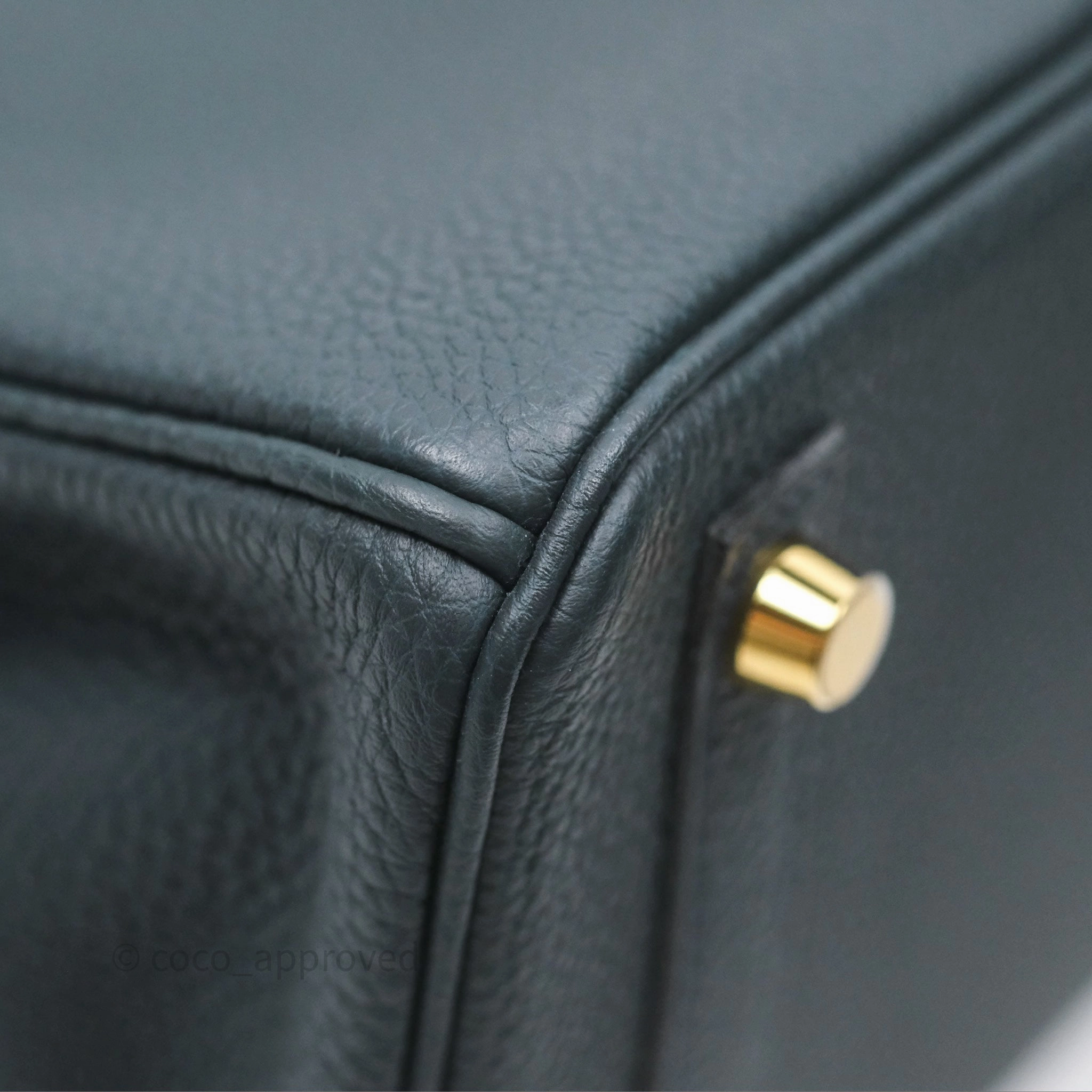 - DM/Email To Purchase - Herms Birkin 25 Retourne Vert Rousseau V0 Togo Gold Hardware