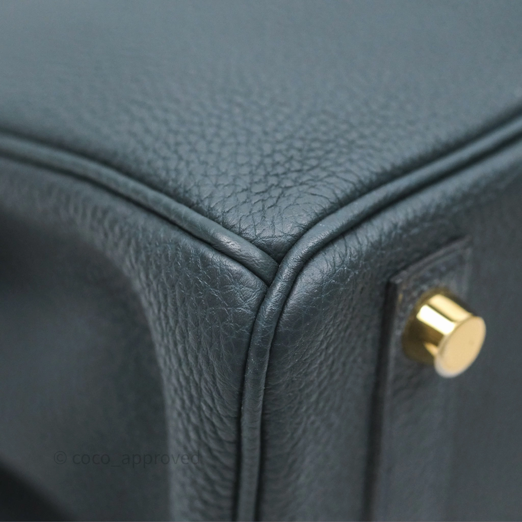 - DM/Email To Purchase - Herms Birkin 25 Retourne Vert Rousseau V0 Togo Gold Hardware