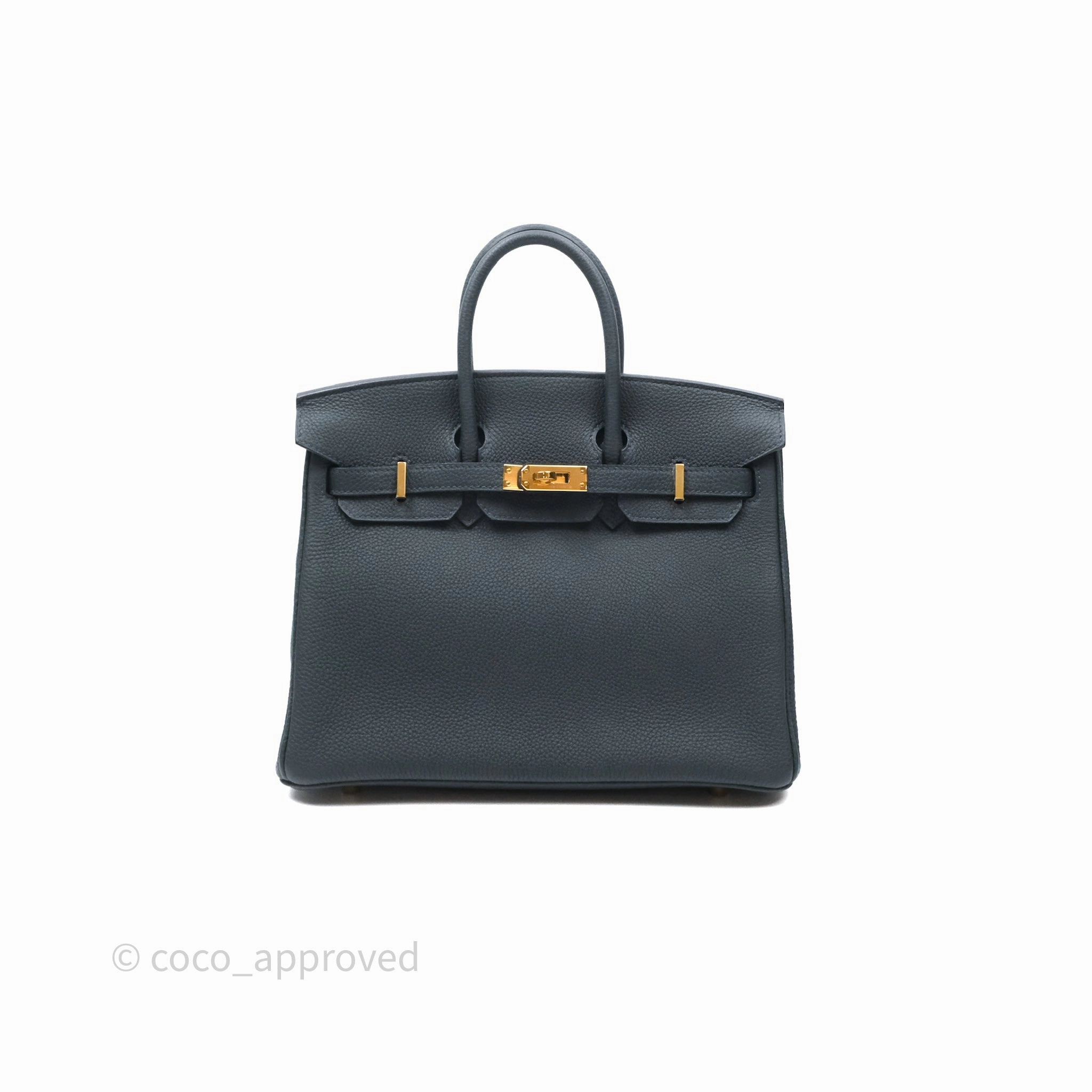- DM/Email To Purchase - Herms Birkin 25 Retourne Vert Rousseau V0 Togo Gold Hardware