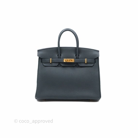 - DM/Email To Purchase - Herms Birkin 25 Retourne Vert Rousseau V0 Togo Gold Hardware