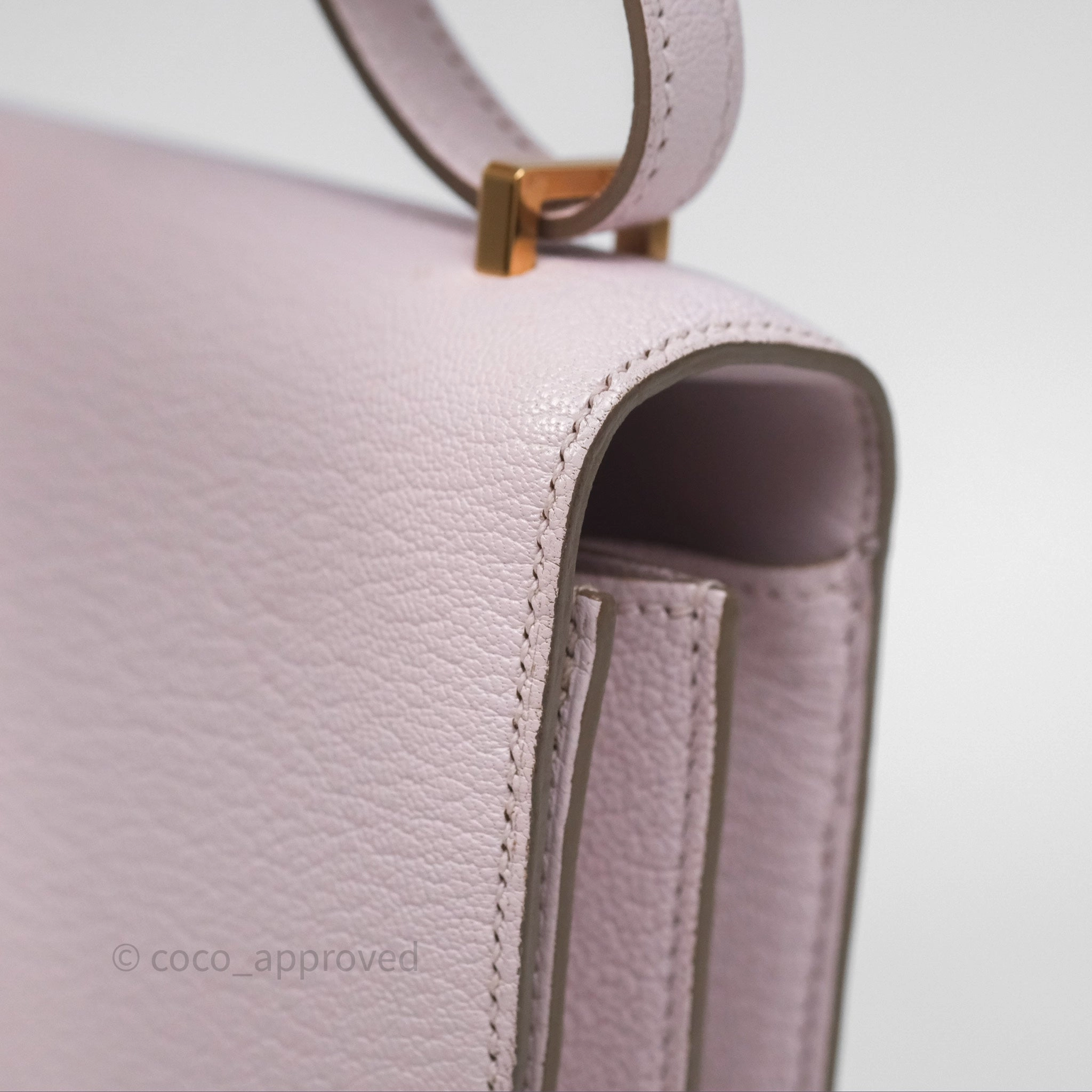 - DM/Email To Purchase - Herms Constance Mini 18cm Mauve Pale Chevre Mysore Rose Gold Hardware