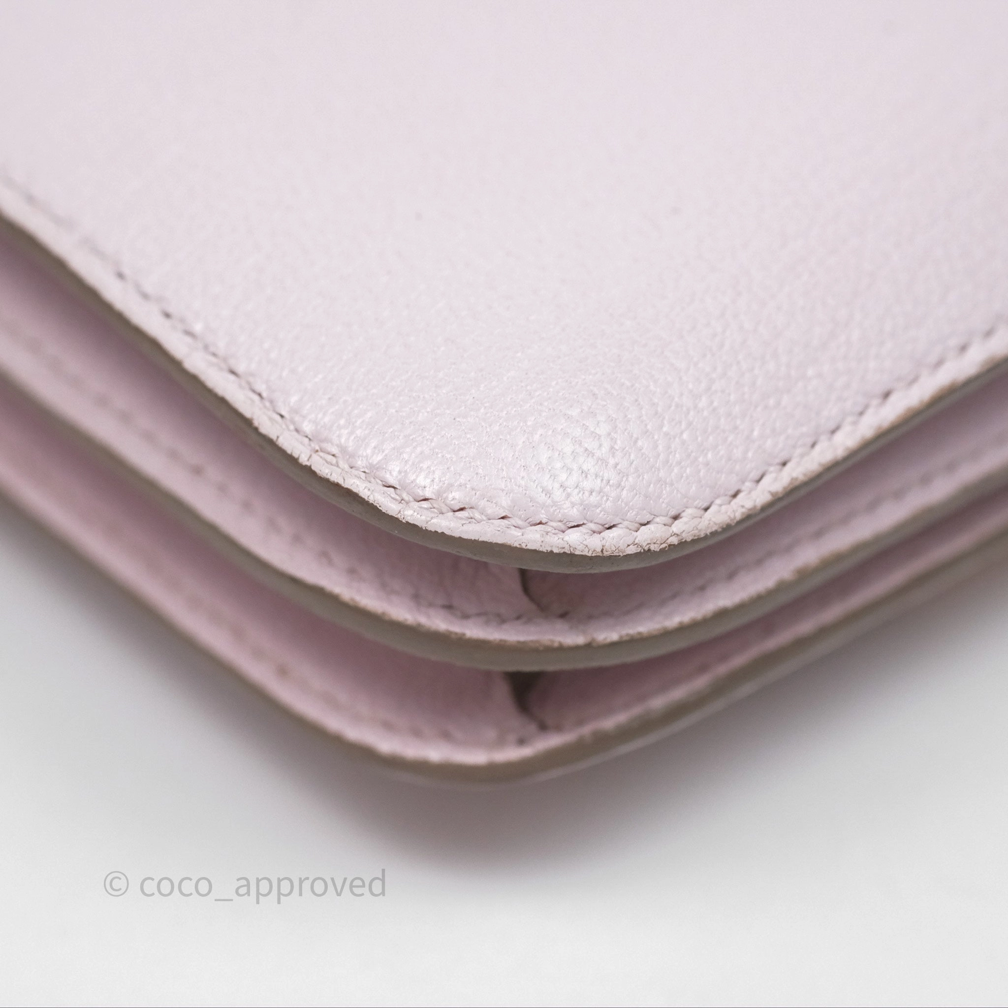 - DM/Email To Purchase - Herms Constance Mini 18cm Mauve Pale Chevre Mysore Rose Gold Hardware