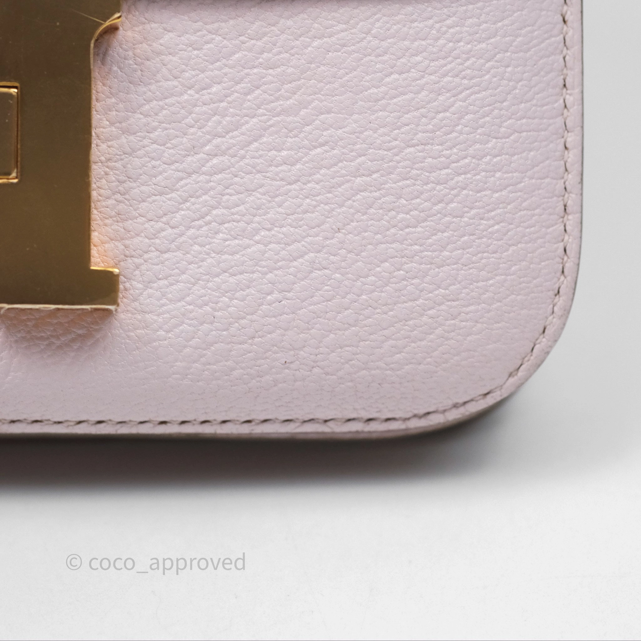 - DM/Email To Purchase - Herms Constance Mini 18cm Mauve Pale Chevre Mysore Rose Gold Hardware