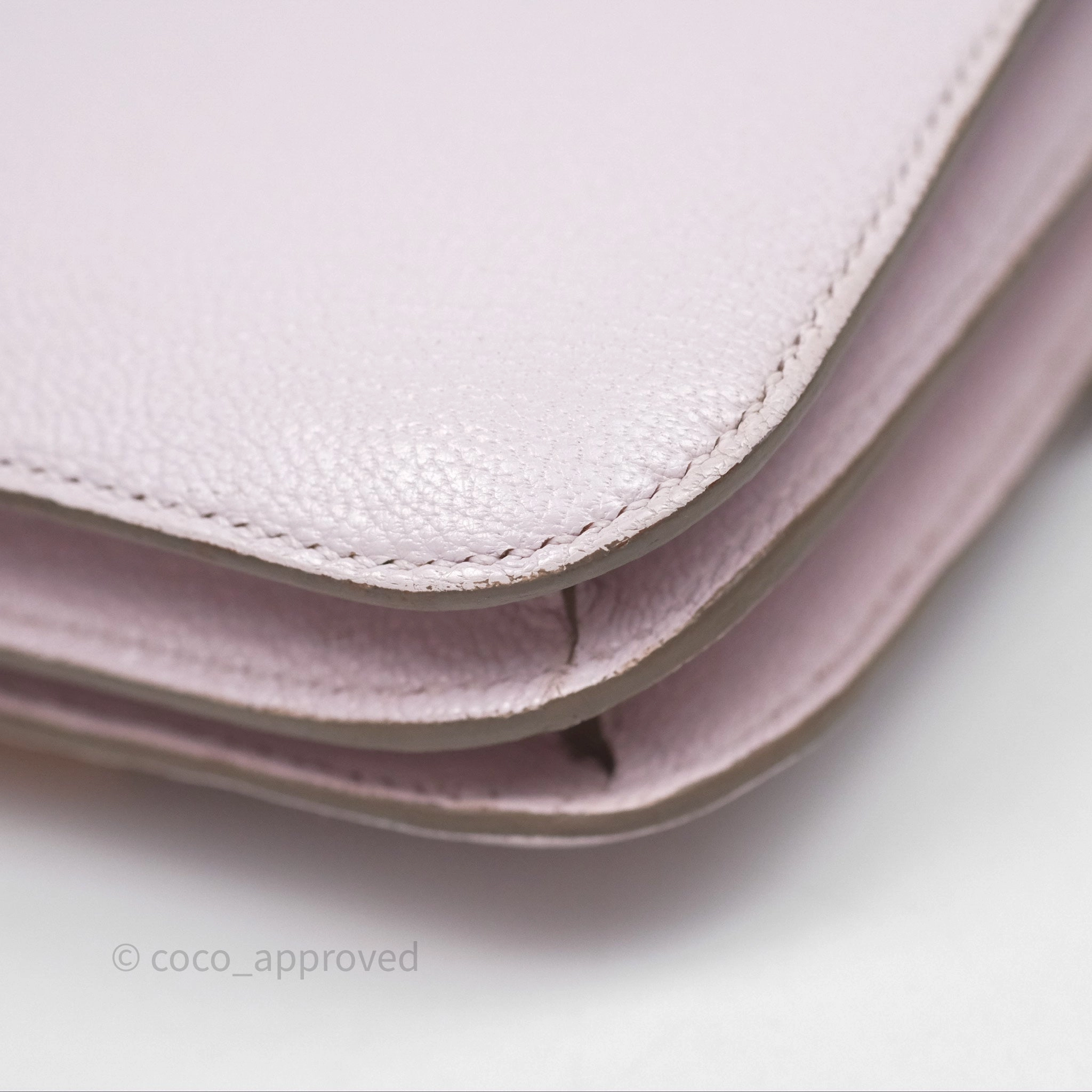 - DM/Email To Purchase - Herms Constance Mini 18cm Mauve Pale Chevre Mysore Rose Gold Hardware