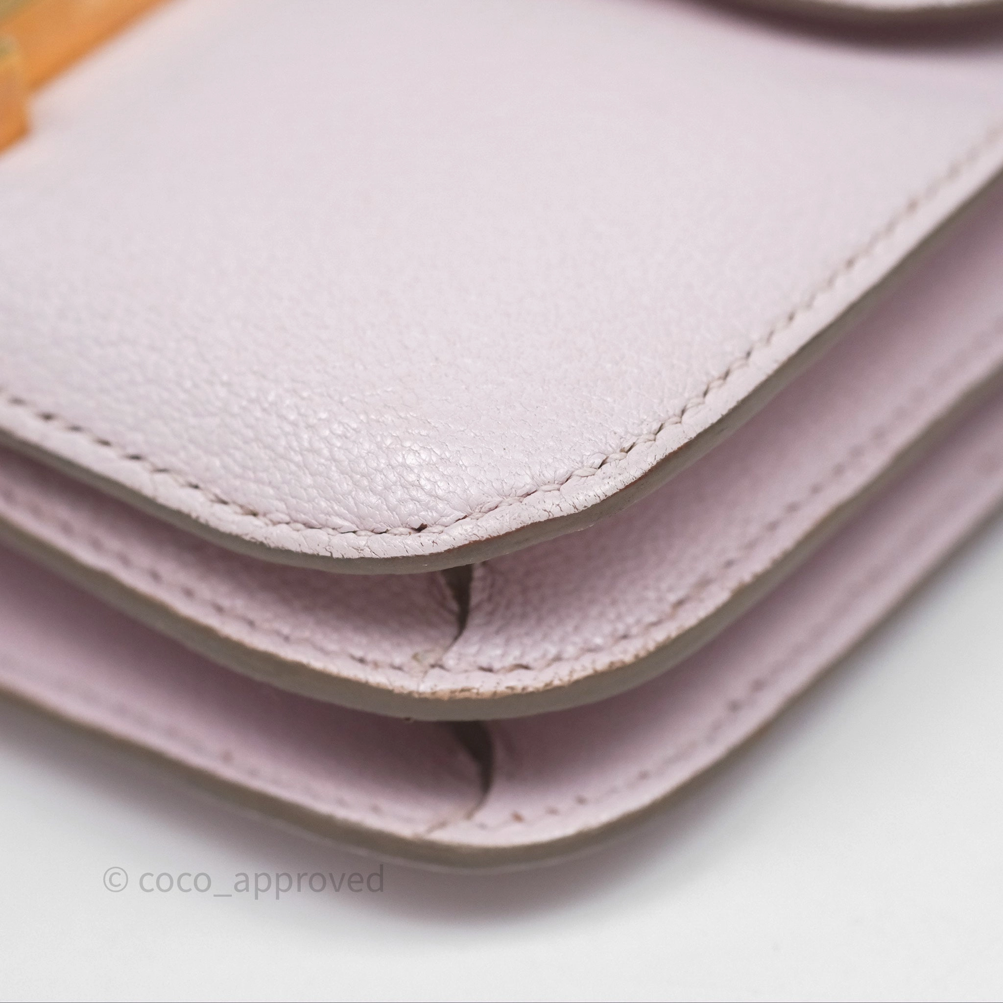 - DM/Email To Purchase - Herms Constance Mini 18cm Mauve Pale Chevre Mysore Rose Gold Hardware
