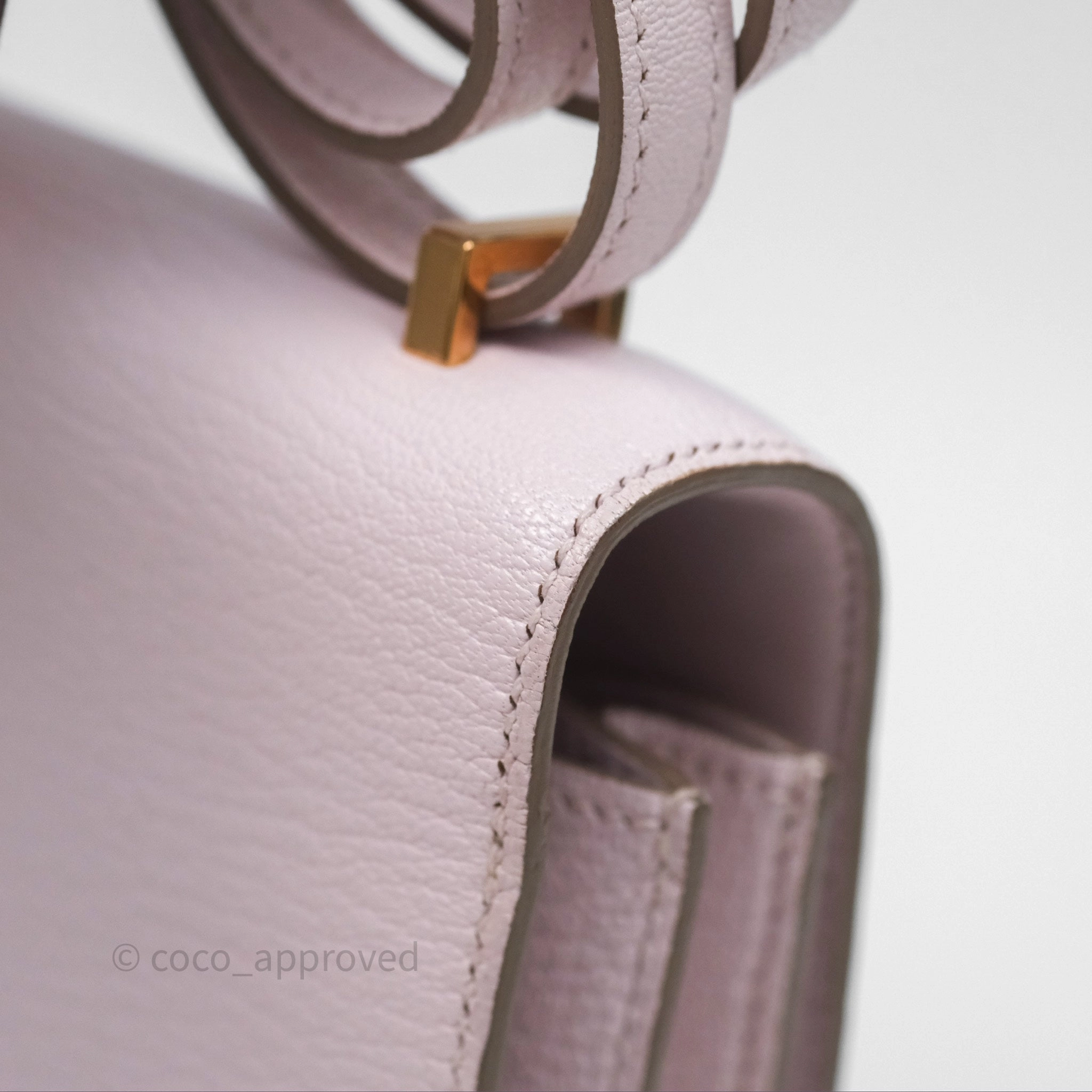 - DM/Email To Purchase - Herms Constance Mini 18cm Mauve Pale Chevre Mysore Rose Gold Hardware