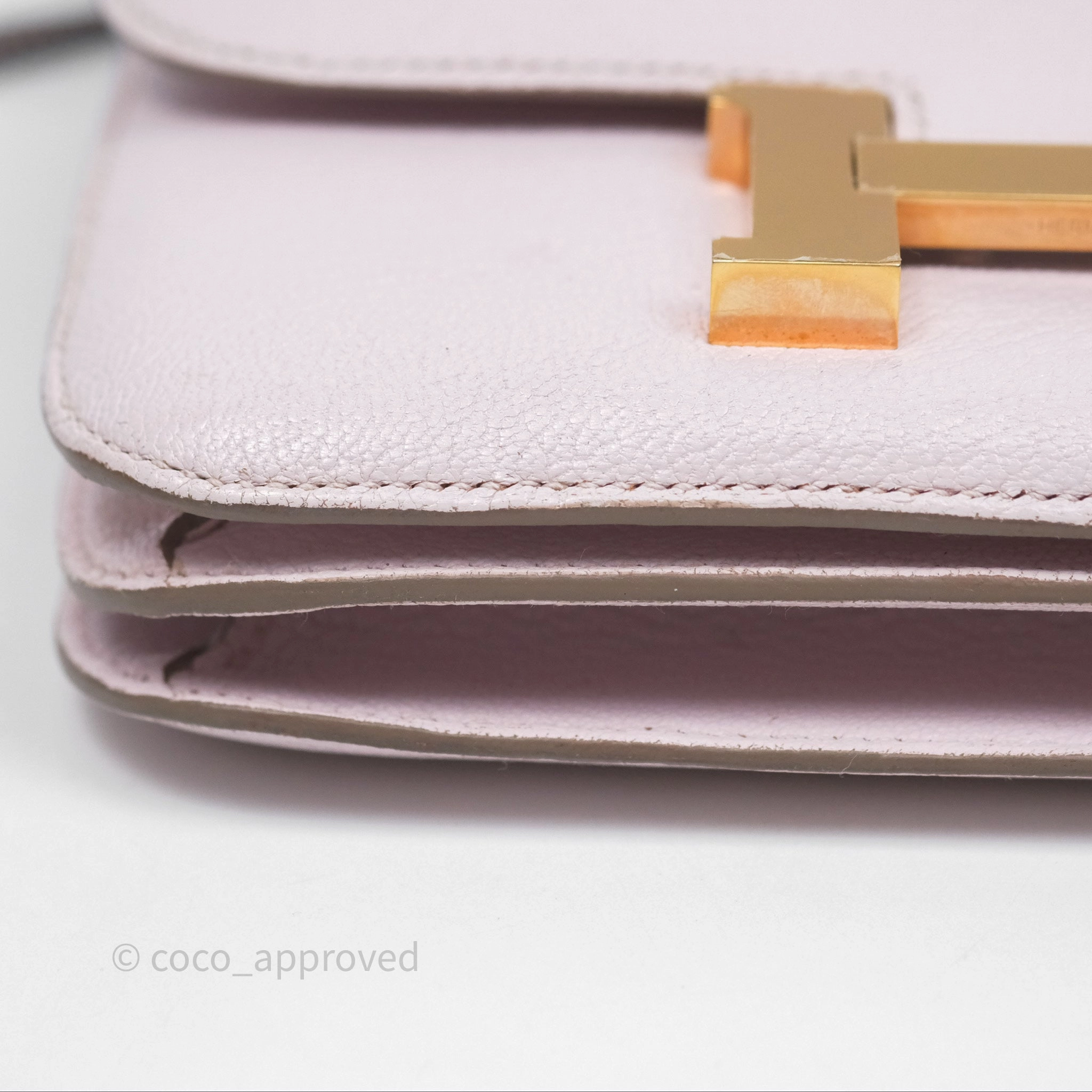 - DM/Email To Purchase - Herms Constance Mini 18cm Mauve Pale Chevre Mysore Rose Gold Hardware