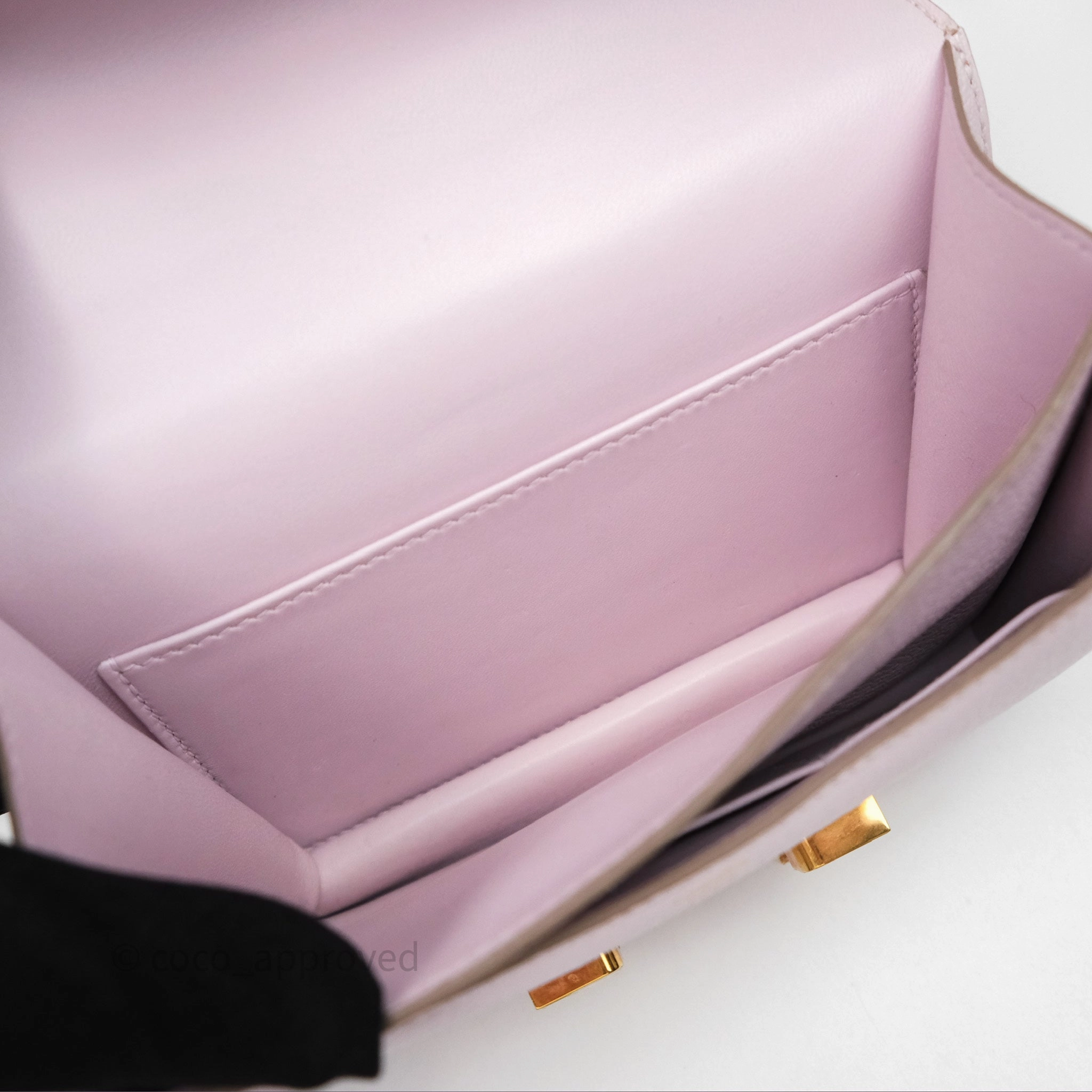 - DM/Email To Purchase - Herms Constance Mini 18cm Mauve Pale Chevre Mysore Rose Gold Hardware