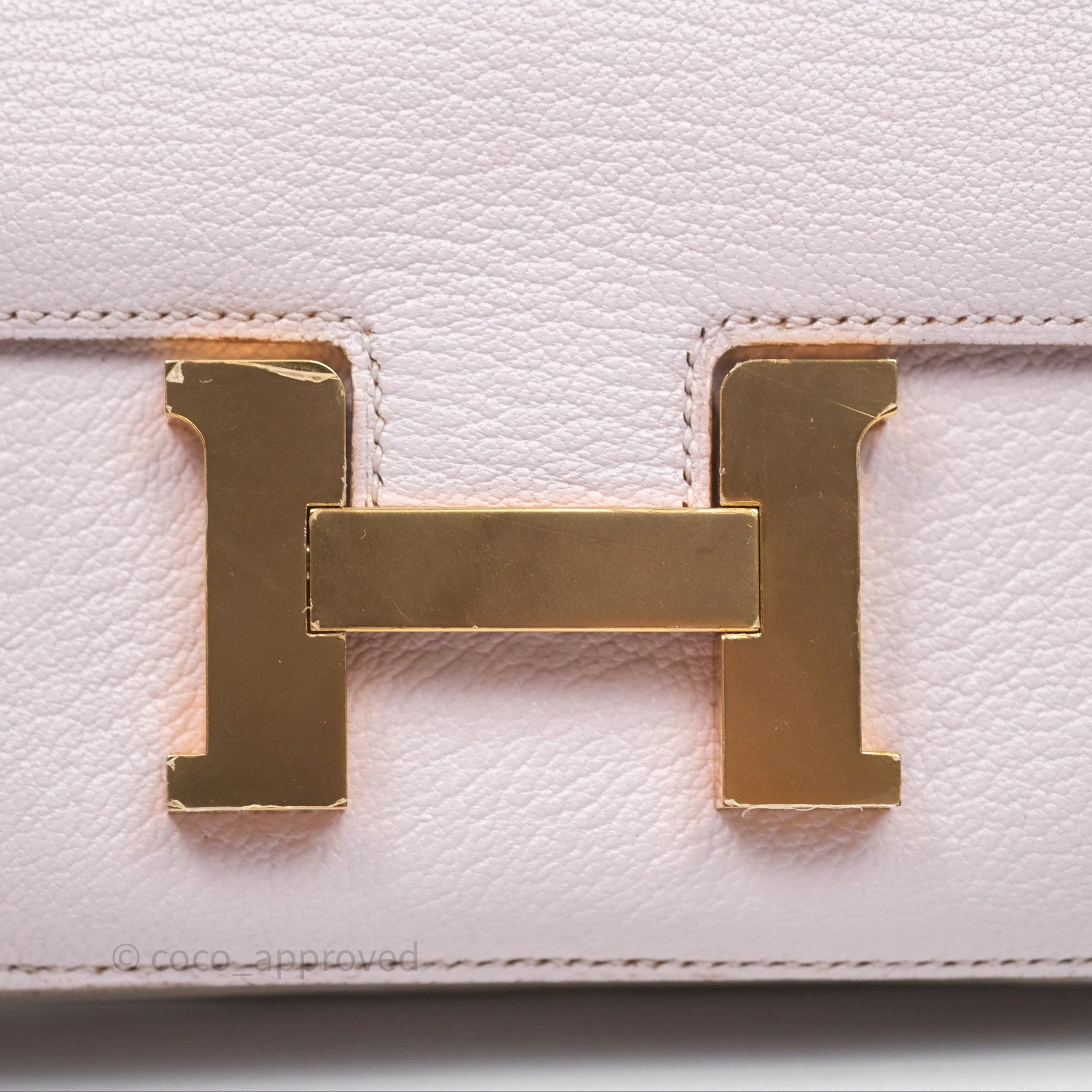- DM/Email To Purchase - Herms Constance Mini 18cm Mauve Pale Chevre Mysore Rose Gold Hardware