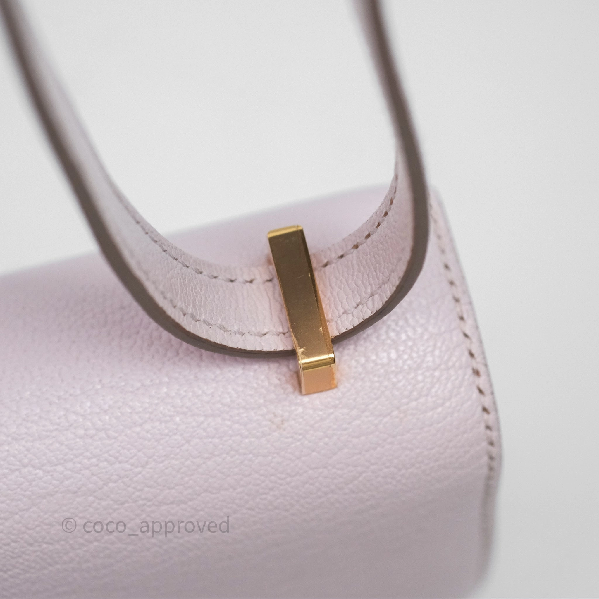 - DM/Email To Purchase - Herms Constance Mini 18cm Mauve Pale Chevre Mysore Rose Gold Hardware