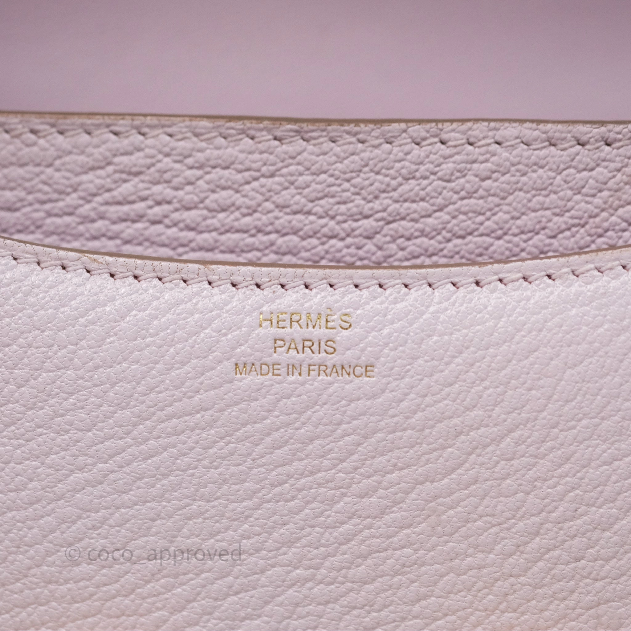 - DM/Email To Purchase - Herms Constance Mini 18cm Mauve Pale Chevre Mysore Rose Gold Hardware