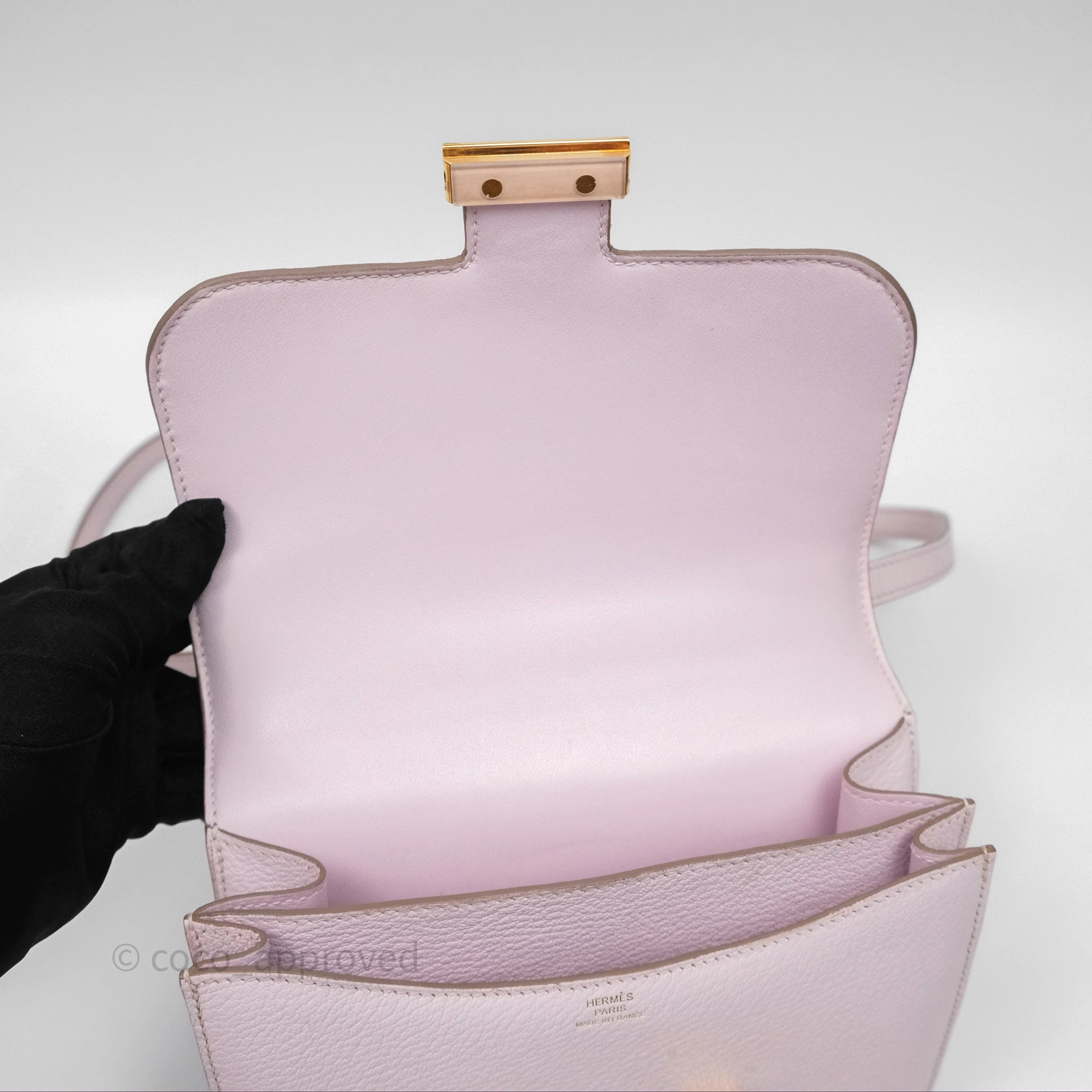 - DM/Email To Purchase - Herms Constance Mini 18cm Mauve Pale Chevre Mysore Rose Gold Hardware