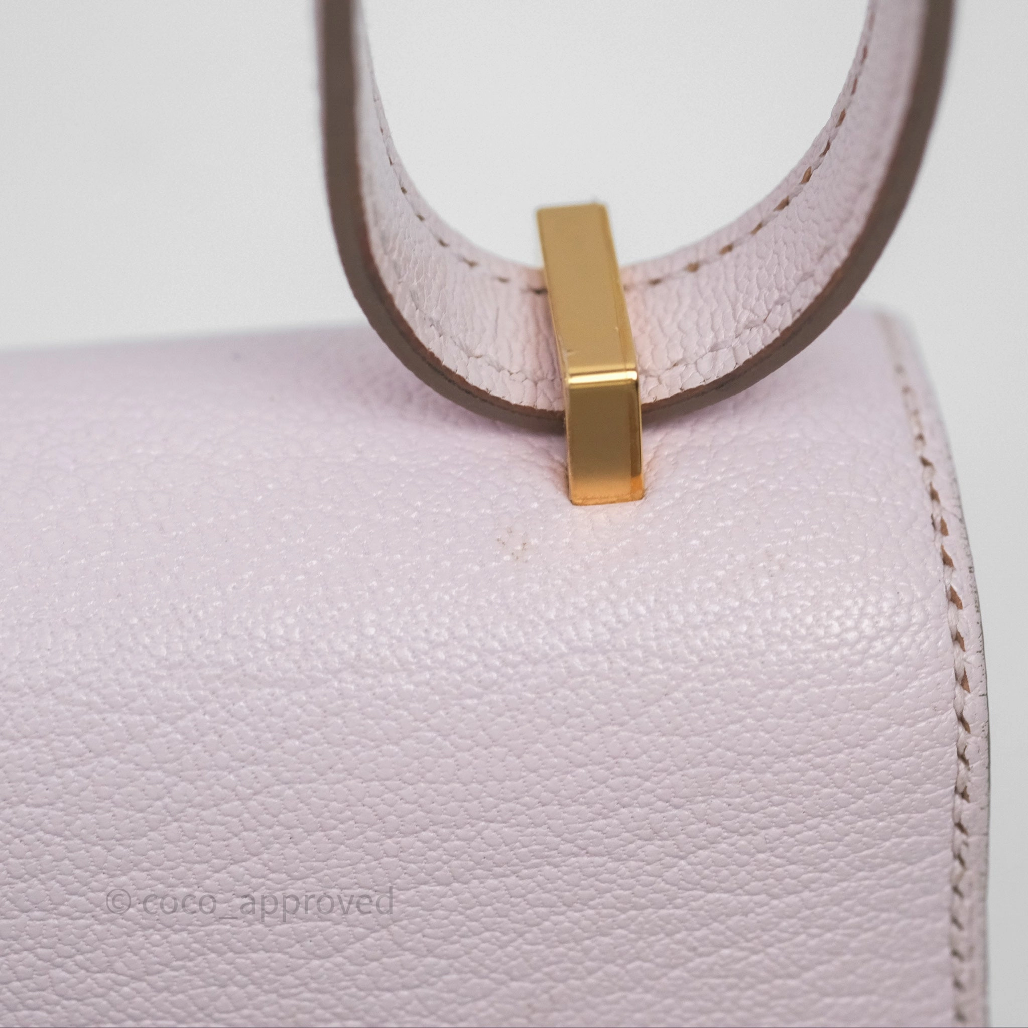 - DM/Email To Purchase - Herms Constance Mini 18cm Mauve Pale Chevre Mysore Rose Gold Hardware