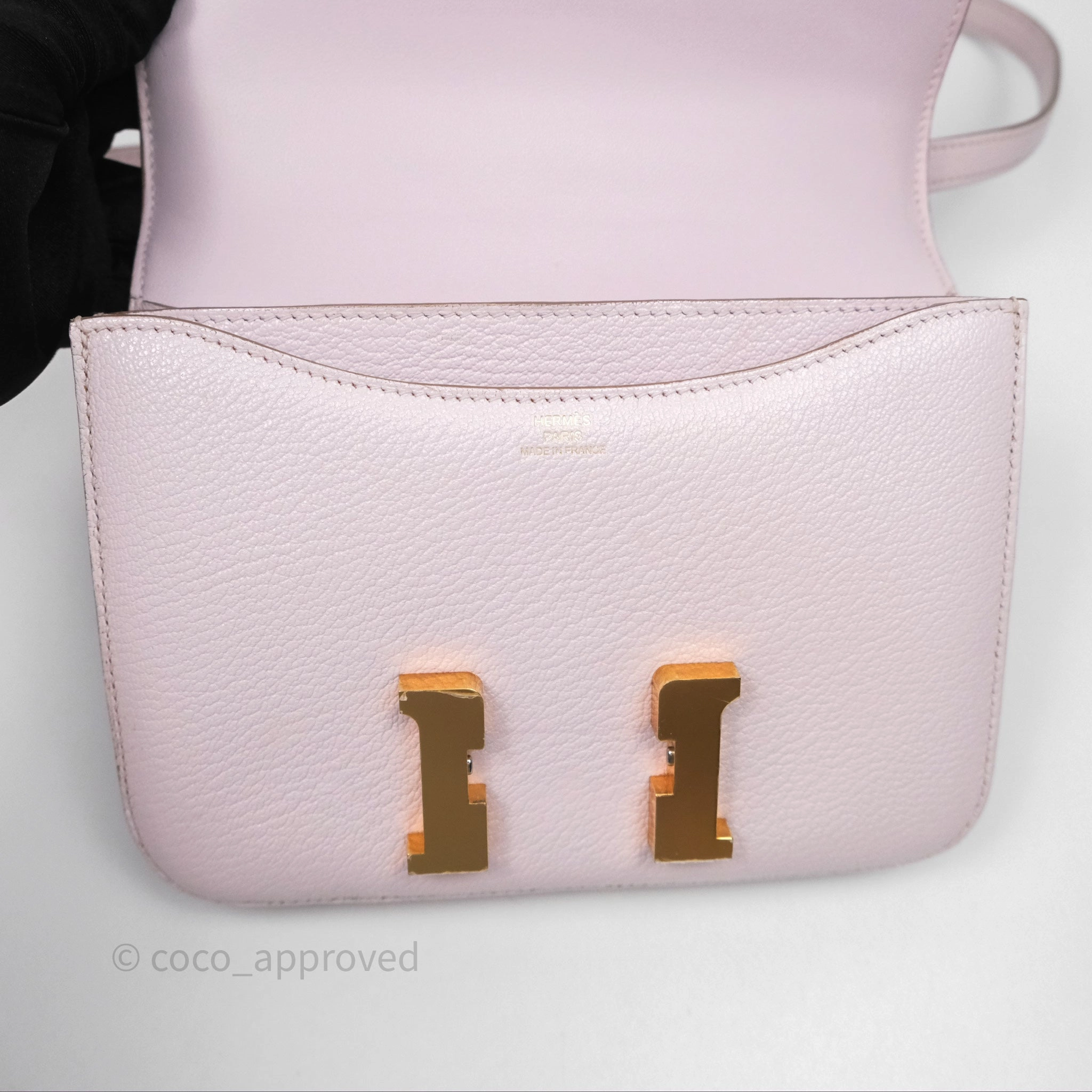 - DM/Email To Purchase - Herms Constance Mini 18cm Mauve Pale Chevre Mysore Rose Gold Hardware