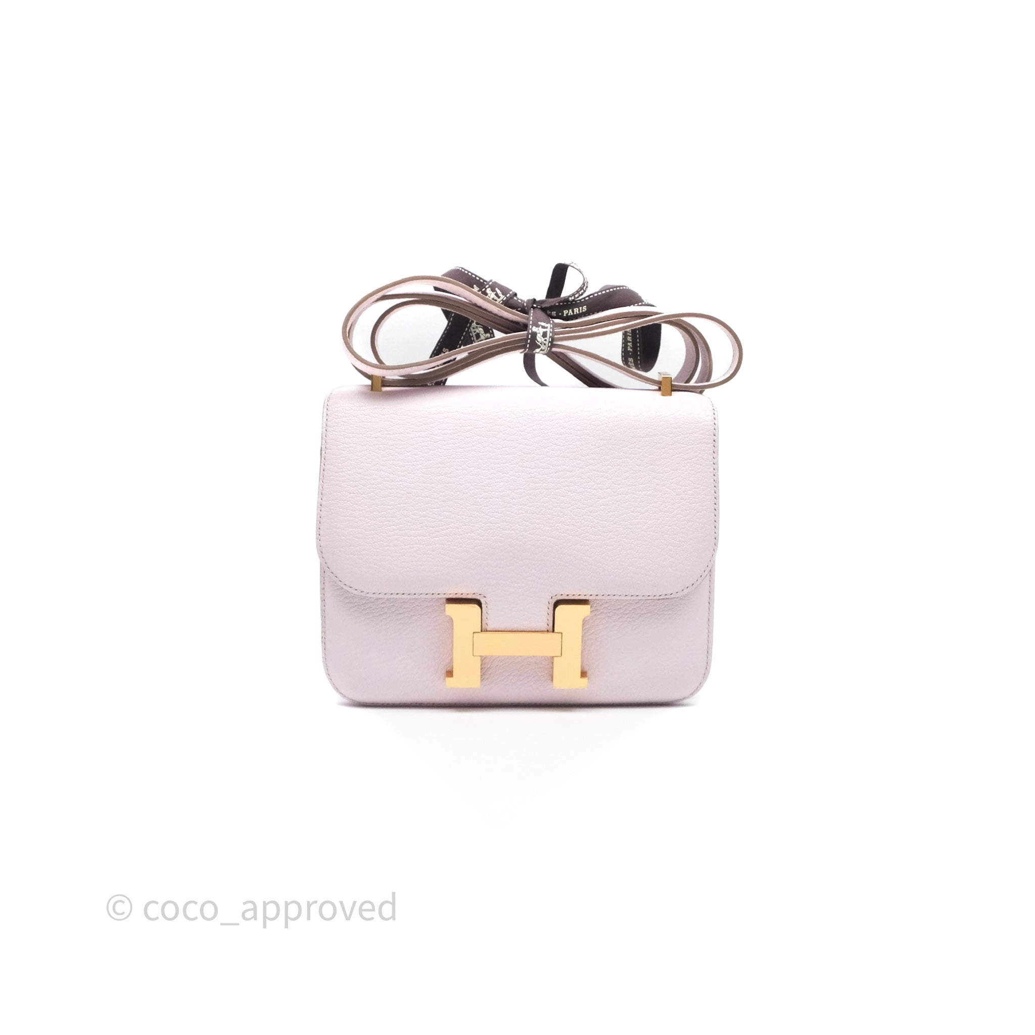 - DM/Email To Purchase - Herms Constance Mini 18cm Mauve Pale Chevre Mysore Rose Gold Hardware