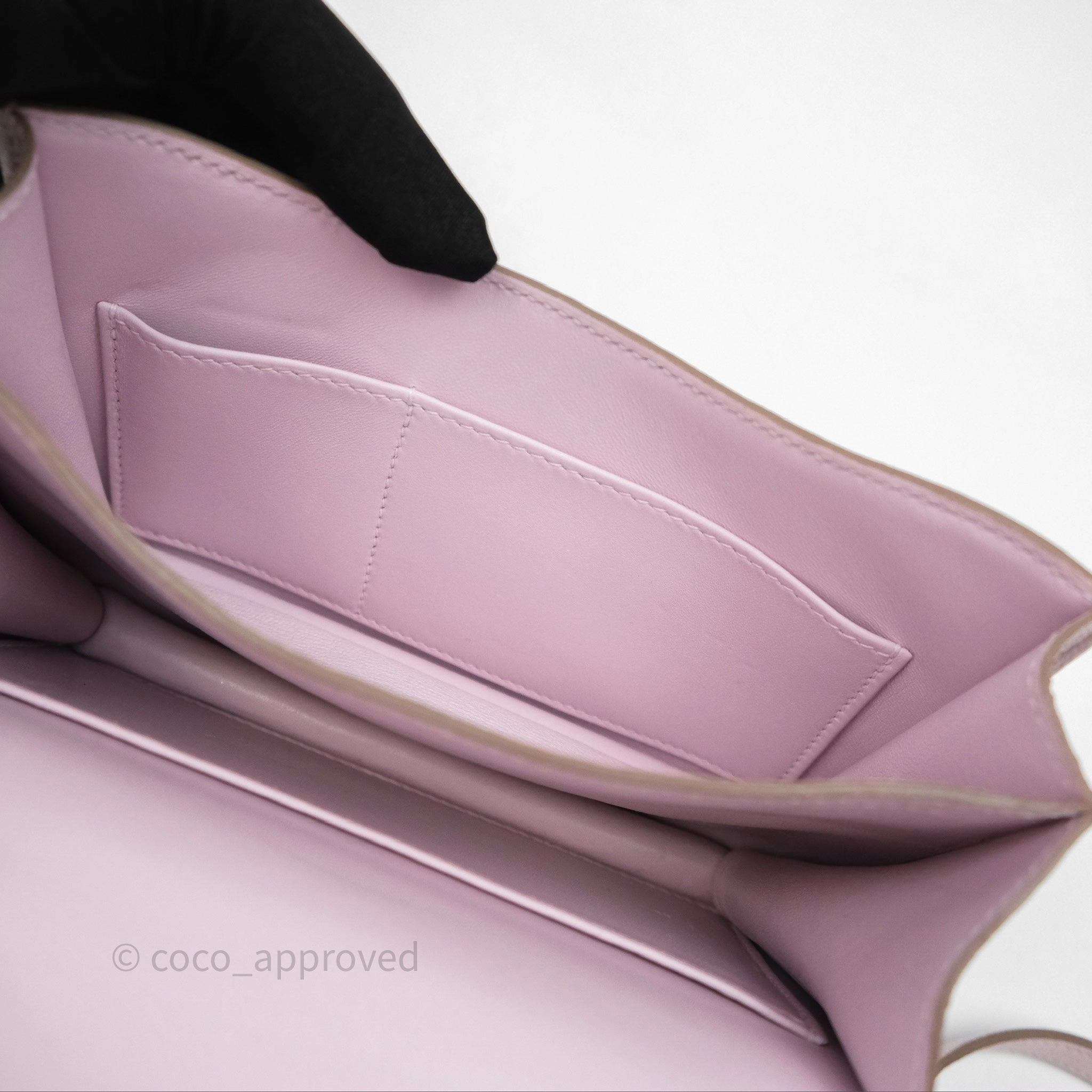- DM/Email To Purchase - Herms Constance Mini 18cm Mauve Pale Chevre Mysore Rose Gold Hardware