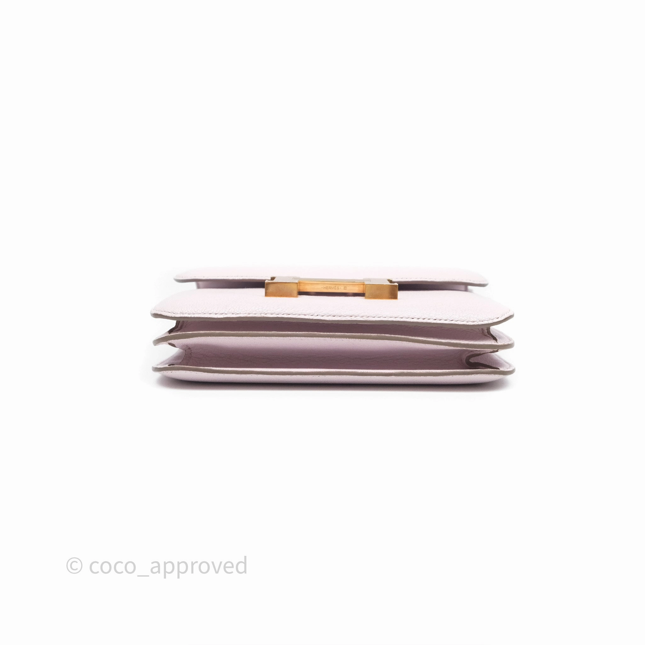 - DM/Email To Purchase - Herms Constance Mini 18cm Mauve Pale Chevre Mysore Rose Gold Hardware