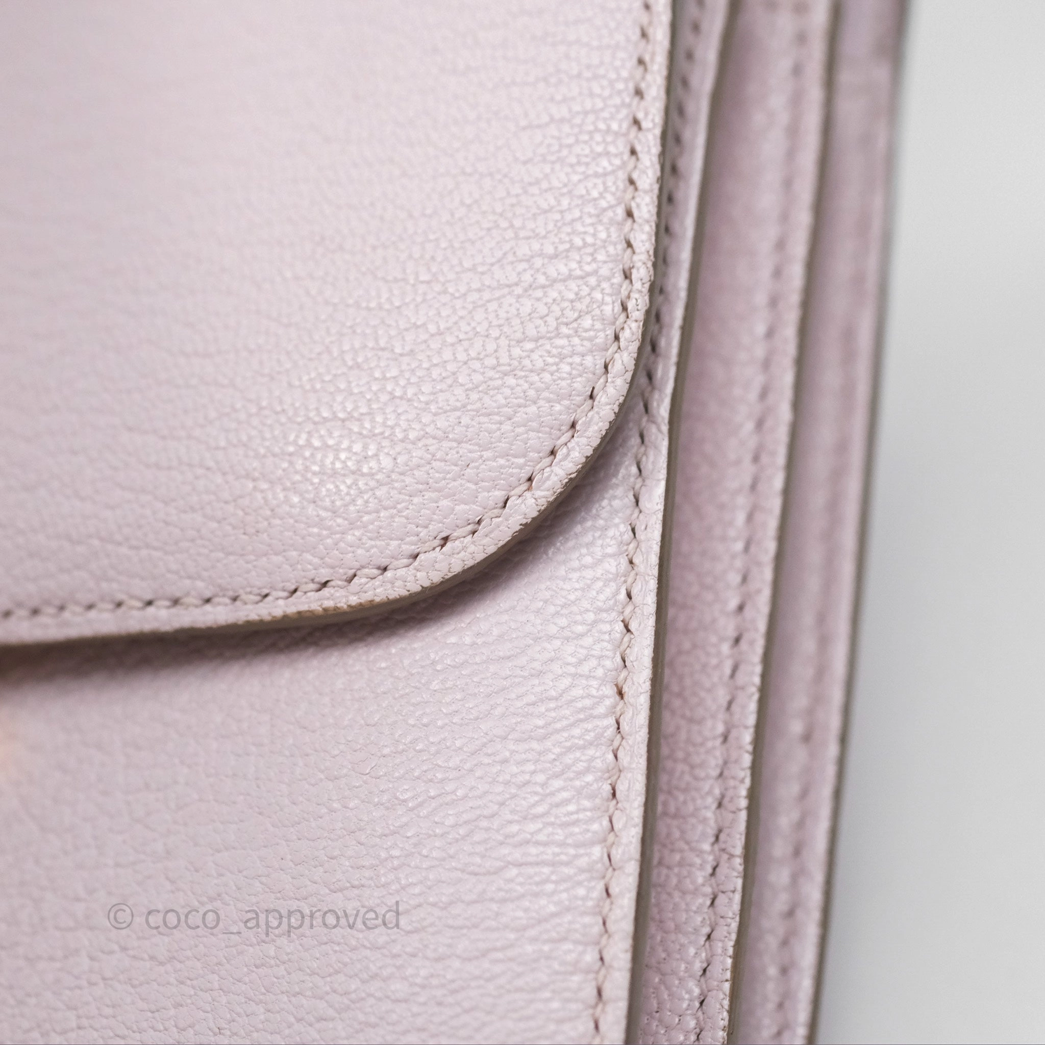 - DM/Email To Purchase - Herms Constance Mini 18cm Mauve Pale Chevre Mysore Rose Gold Hardware