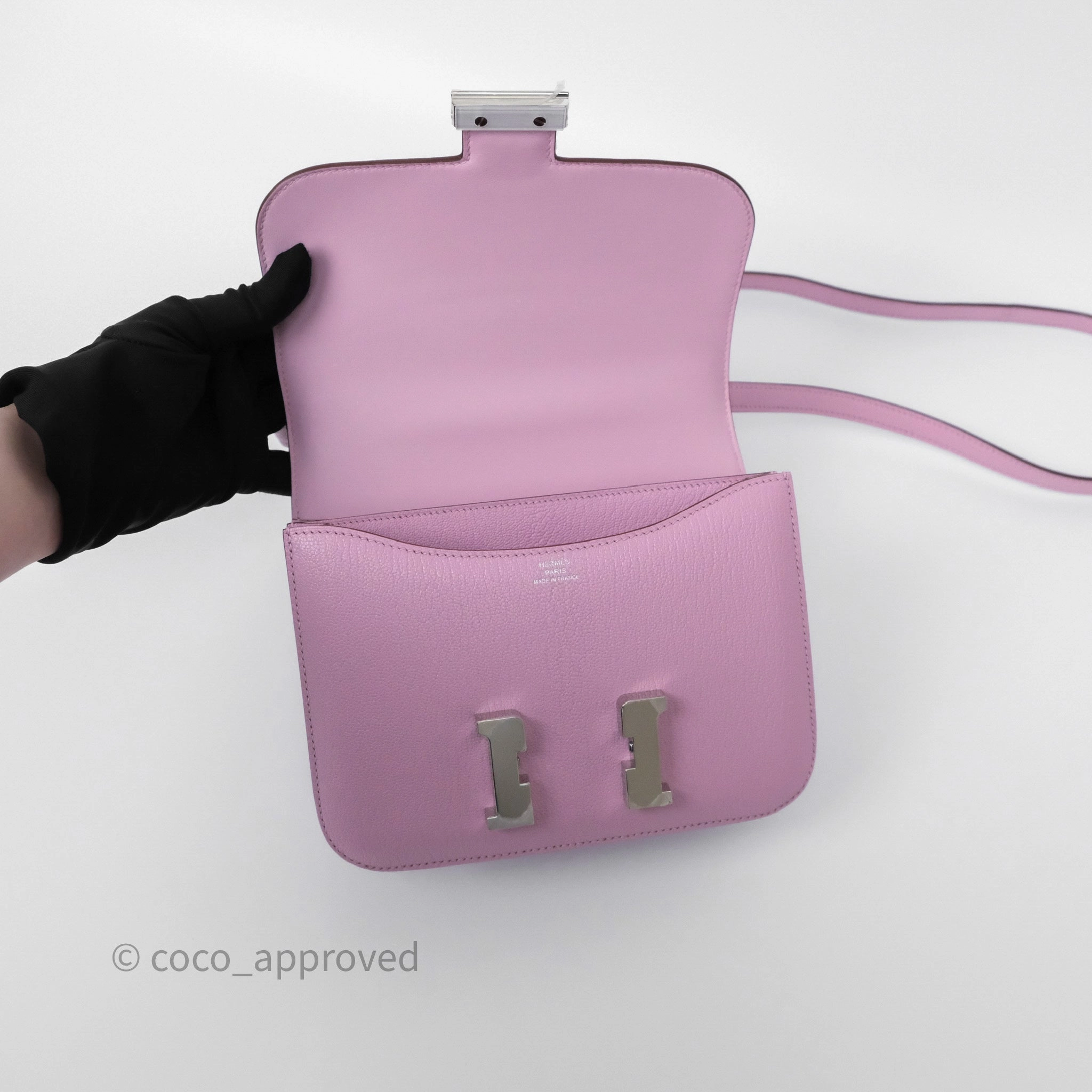- DM/Email To Purchase - Herms Constance Mini 18cm Mauve Sylvestre X9 Chevre Mysore Palladium Hardware