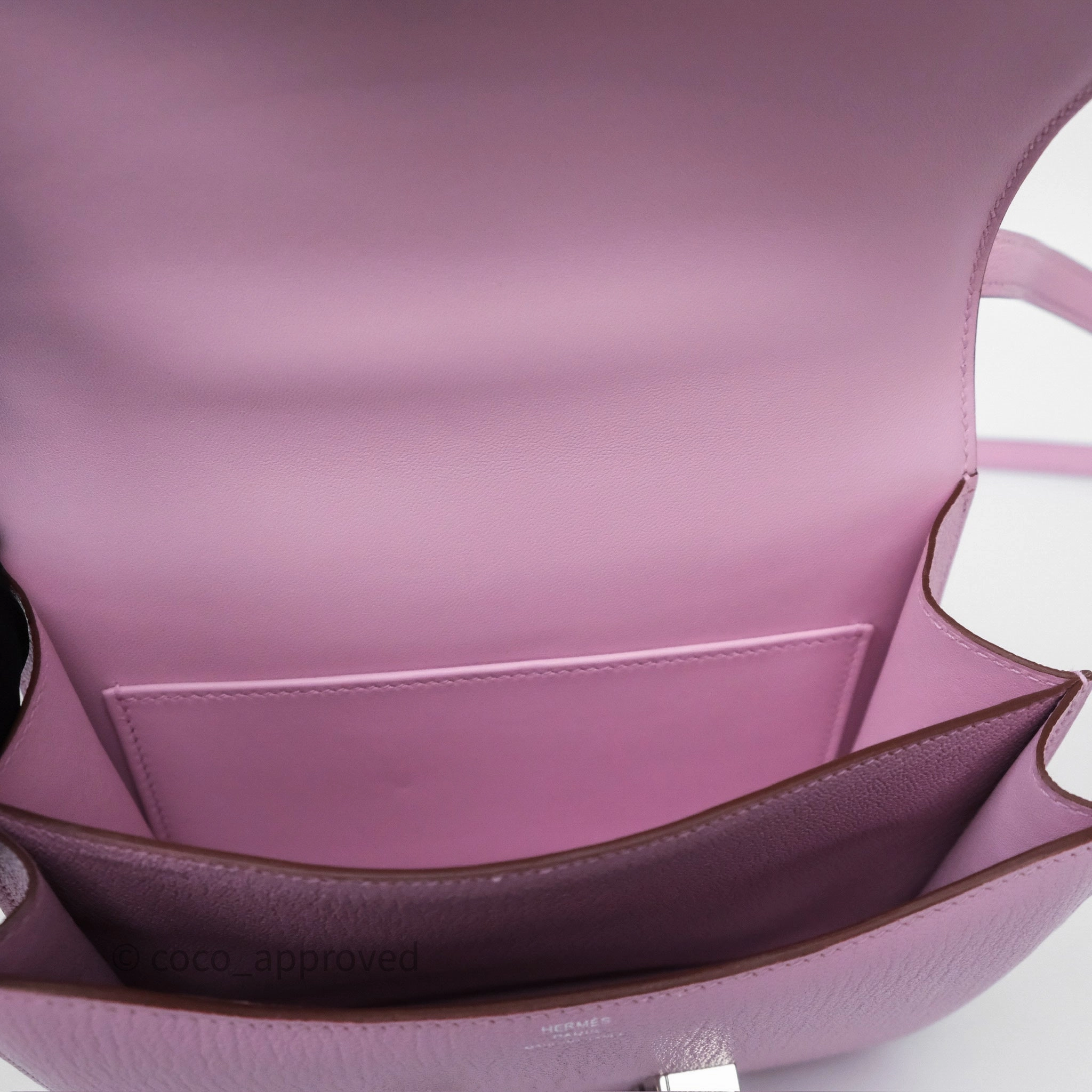 - DM/Email To Purchase - Herms Constance Mini 18cm Mauve Sylvestre X9 Chevre Mysore Palladium Hardware