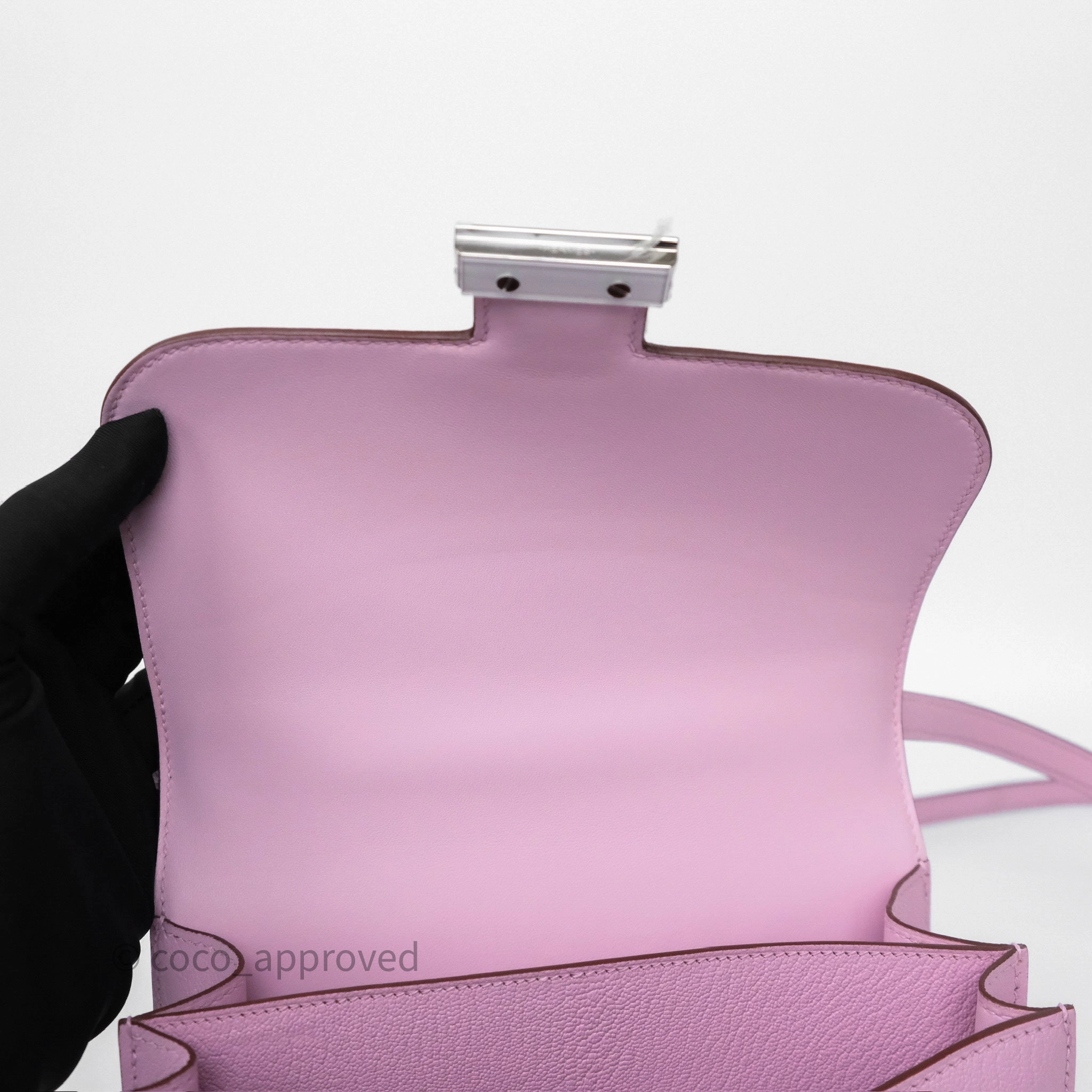 - DM/Email To Purchase - Herms Constance Mini 18cm Mauve Sylvestre X9 Chevre Mysore Palladium Hardware