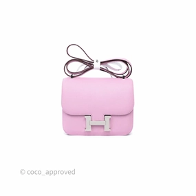 - DM/Email To Purchase - Herms Constance Mini 18cm Mauve Sylvestre X9 Chevre Mysore Palladium Hardware