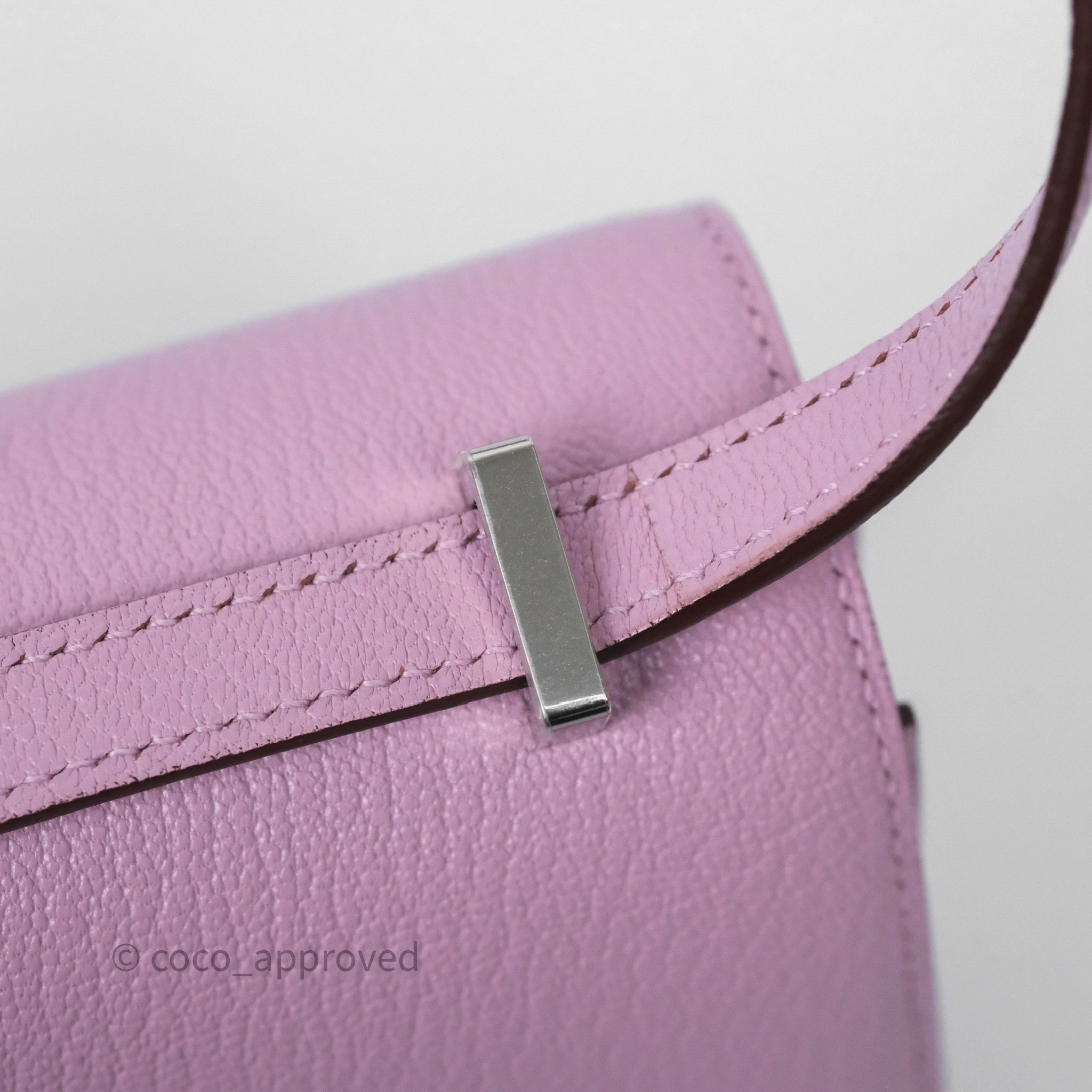- DM/Email To Purchase - Herms Constance Mini 18cm Mauve Sylvestre X9 Chevre Mysore Palladium Hardware