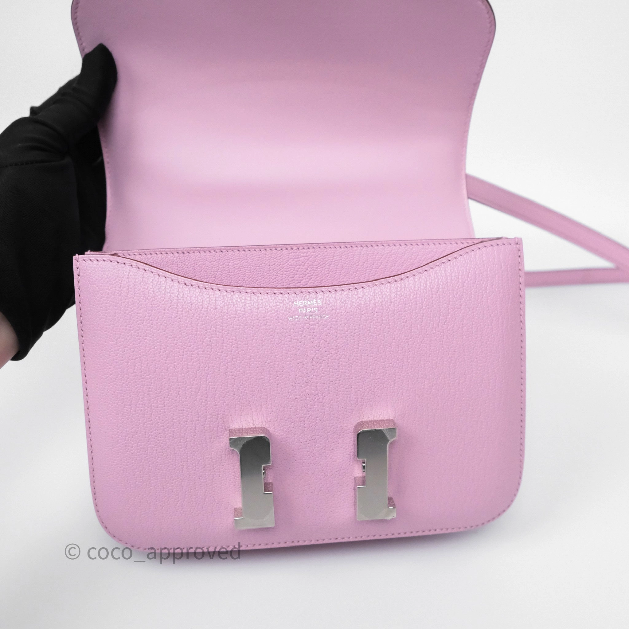 - DM/Email To Purchase - Herms Constance Mini 18cm Mauve Sylvestre X9 Chevre Mysore Palladium Hardware