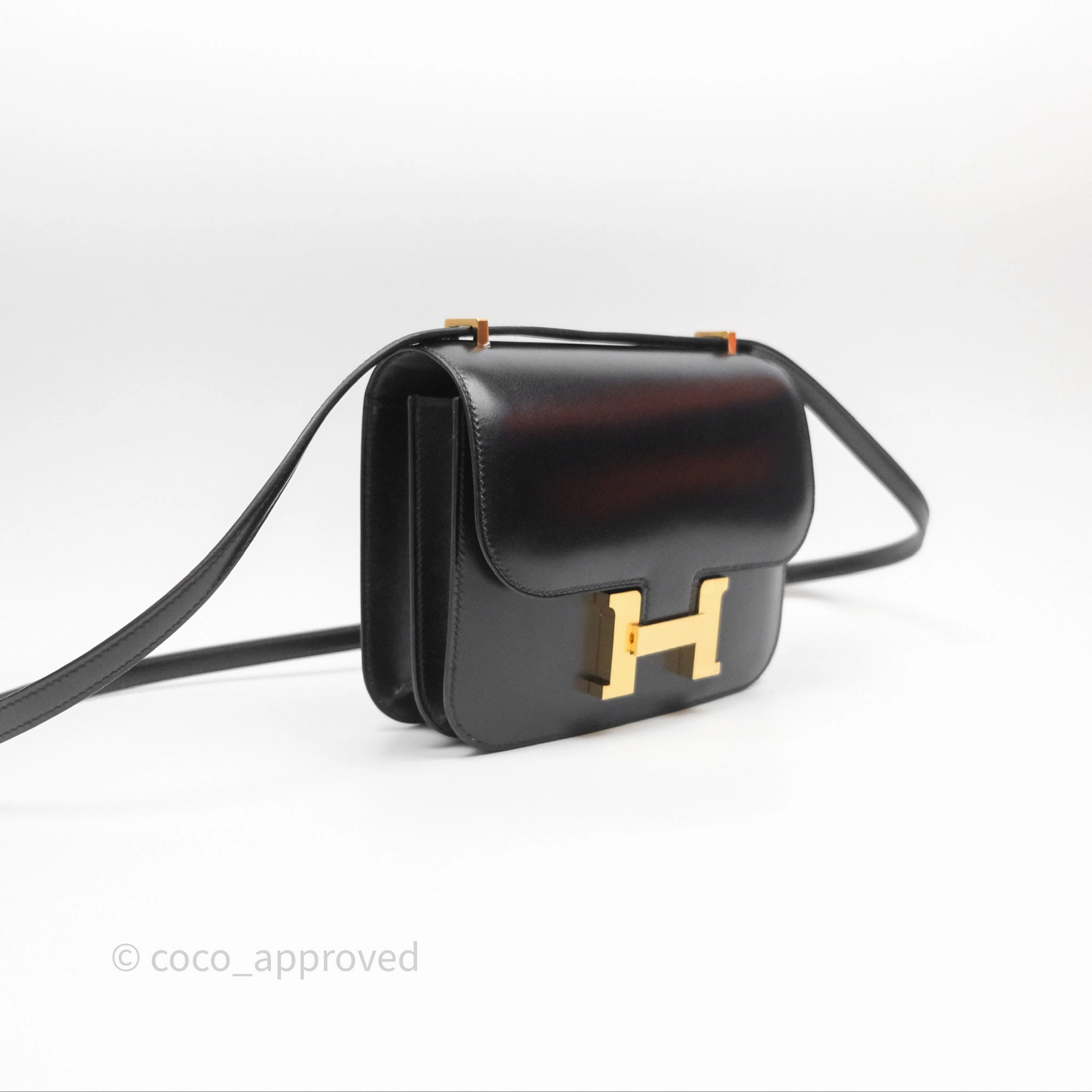 - DM/Email To Purchase - Herms Constance Mini 18cm Mirror Black Noir 89 Box Leather Gold Hardware