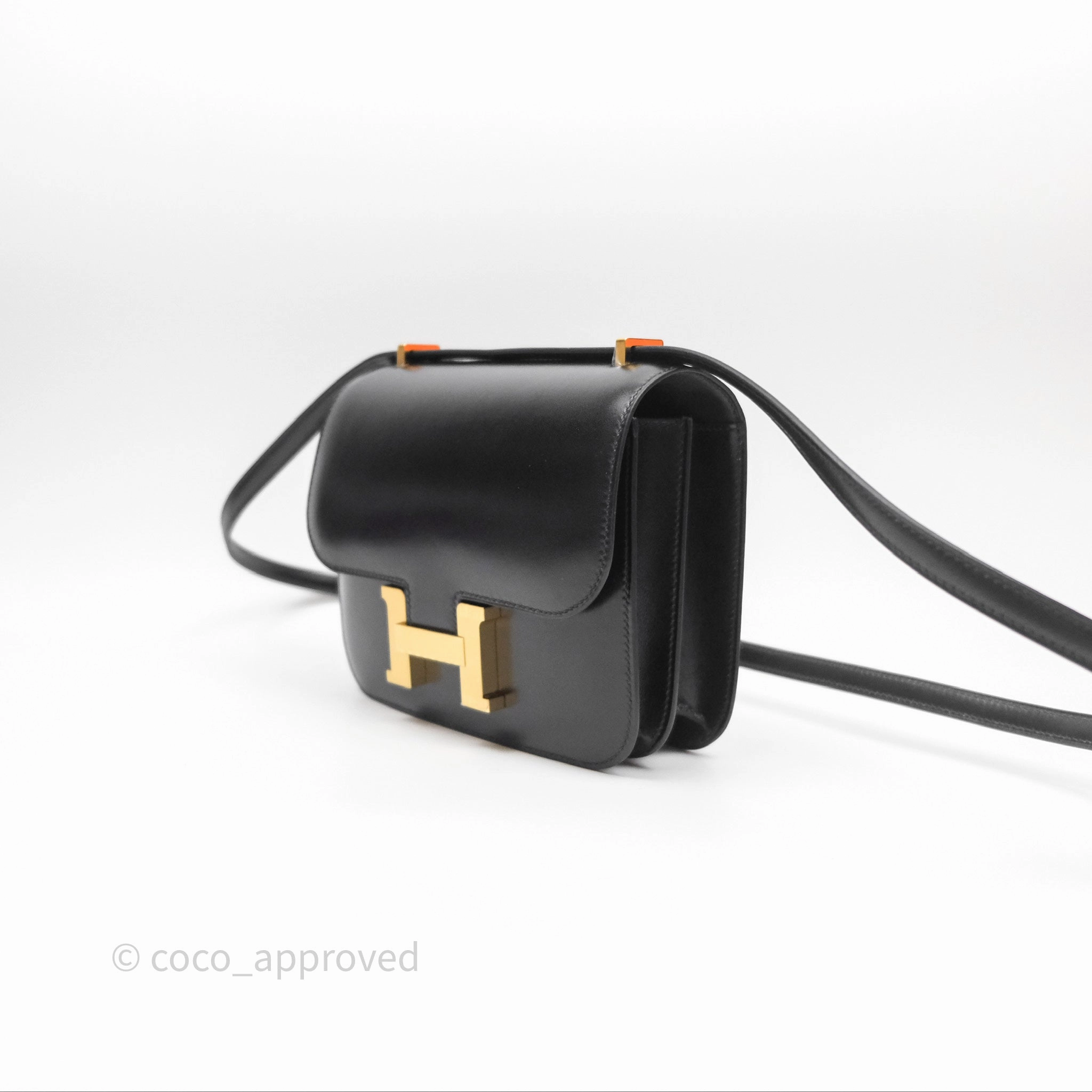 - DM/Email To Purchase - Herms Constance Mini 18cm Mirror Black Noir 89 Box Leather Gold Hardware