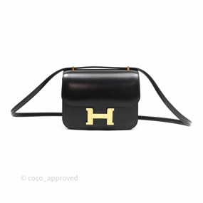 - DM/Email To Purchase - Herms Constance Mini 18cm Mirror Black Noir 89 Box Leather Gold Hardware