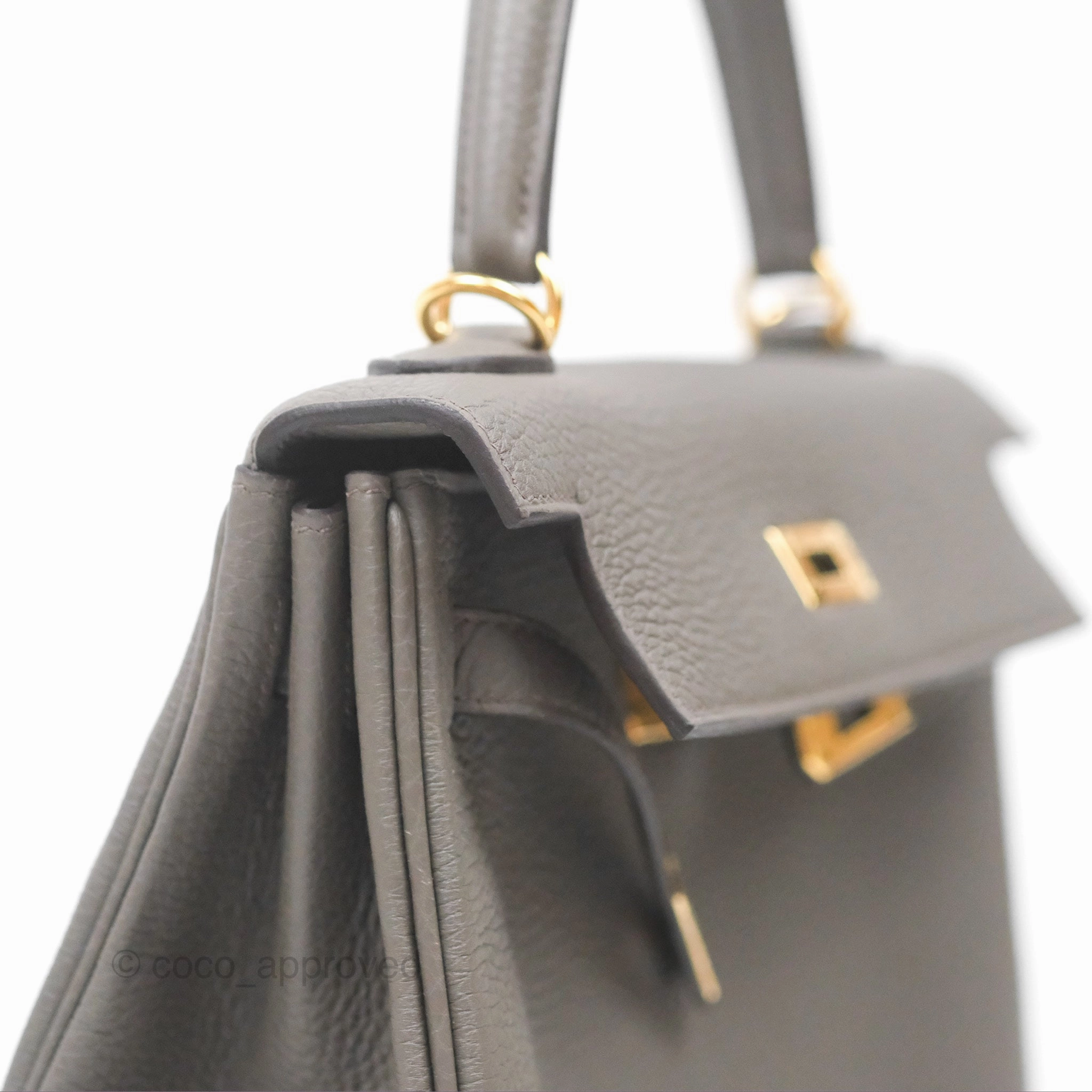 - DM/Email To Purchase - Herms Kelly 25 Retourne Gris Etain 8F Togo Gold Hardware