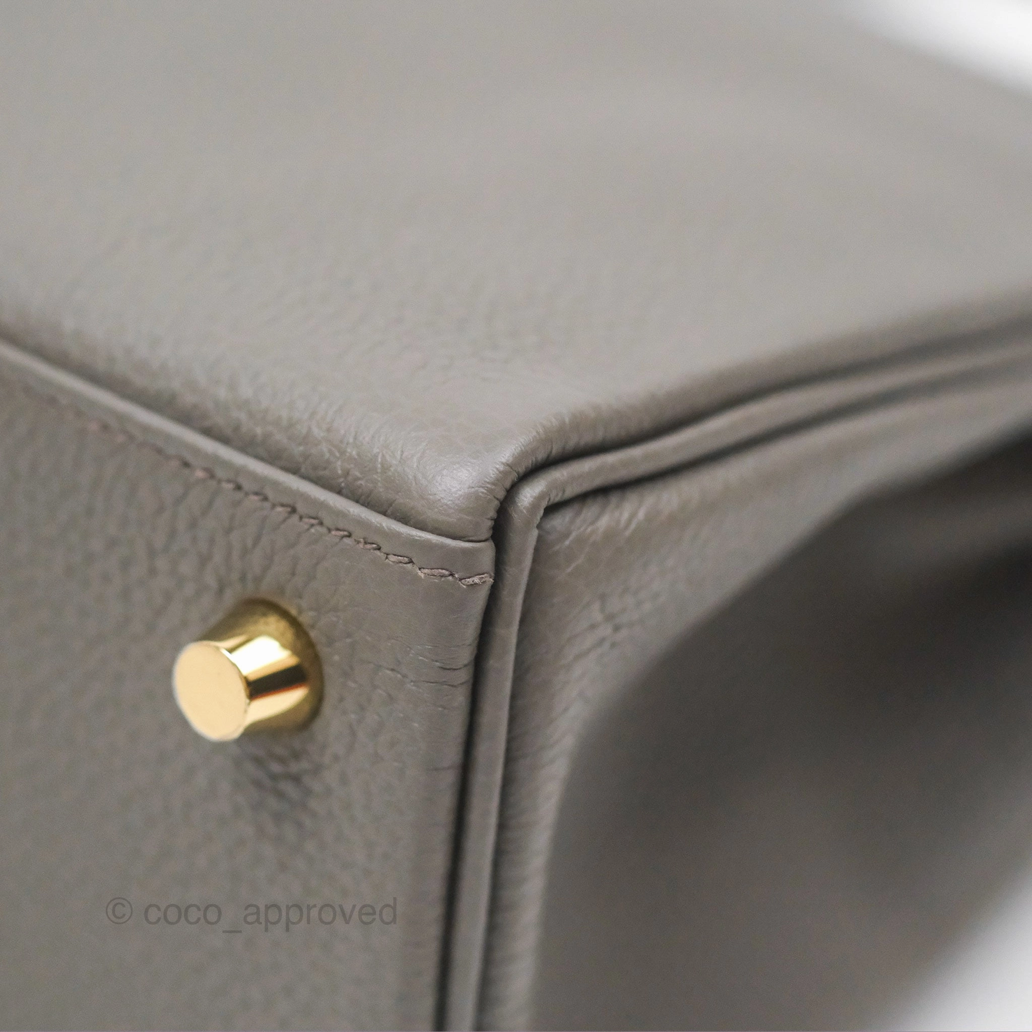 - DM/Email To Purchase - Herms Kelly 25 Retourne Gris Etain 8F Togo Gold Hardware