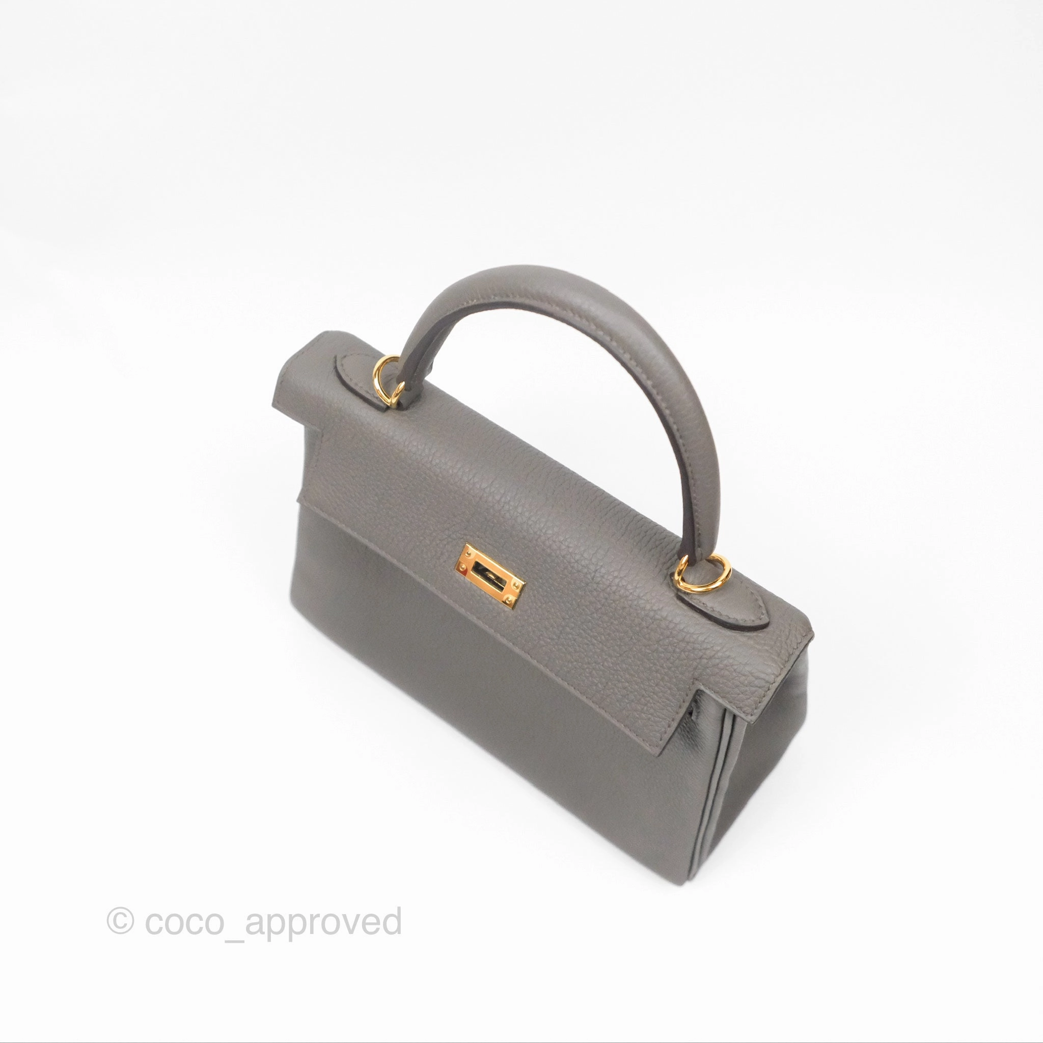 - DM/Email To Purchase - Herms Kelly 25 Retourne Gris Etain 8F Togo Gold Hardware