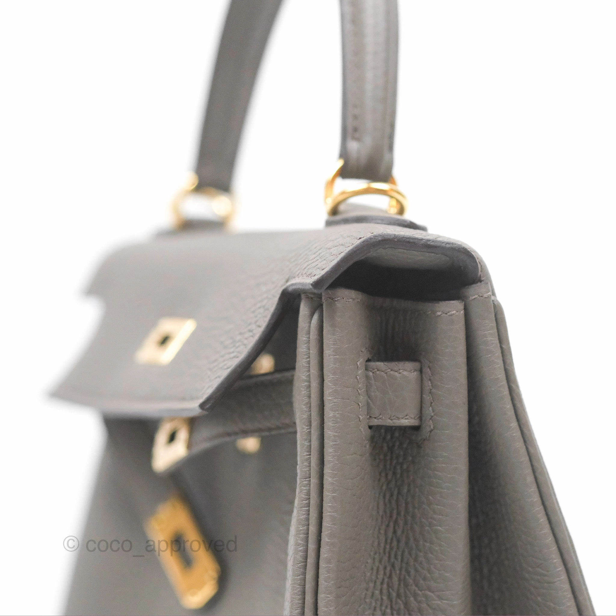 - DM/Email To Purchase - Herms Kelly 25 Retourne Gris Etain 8F Togo Gold Hardware
