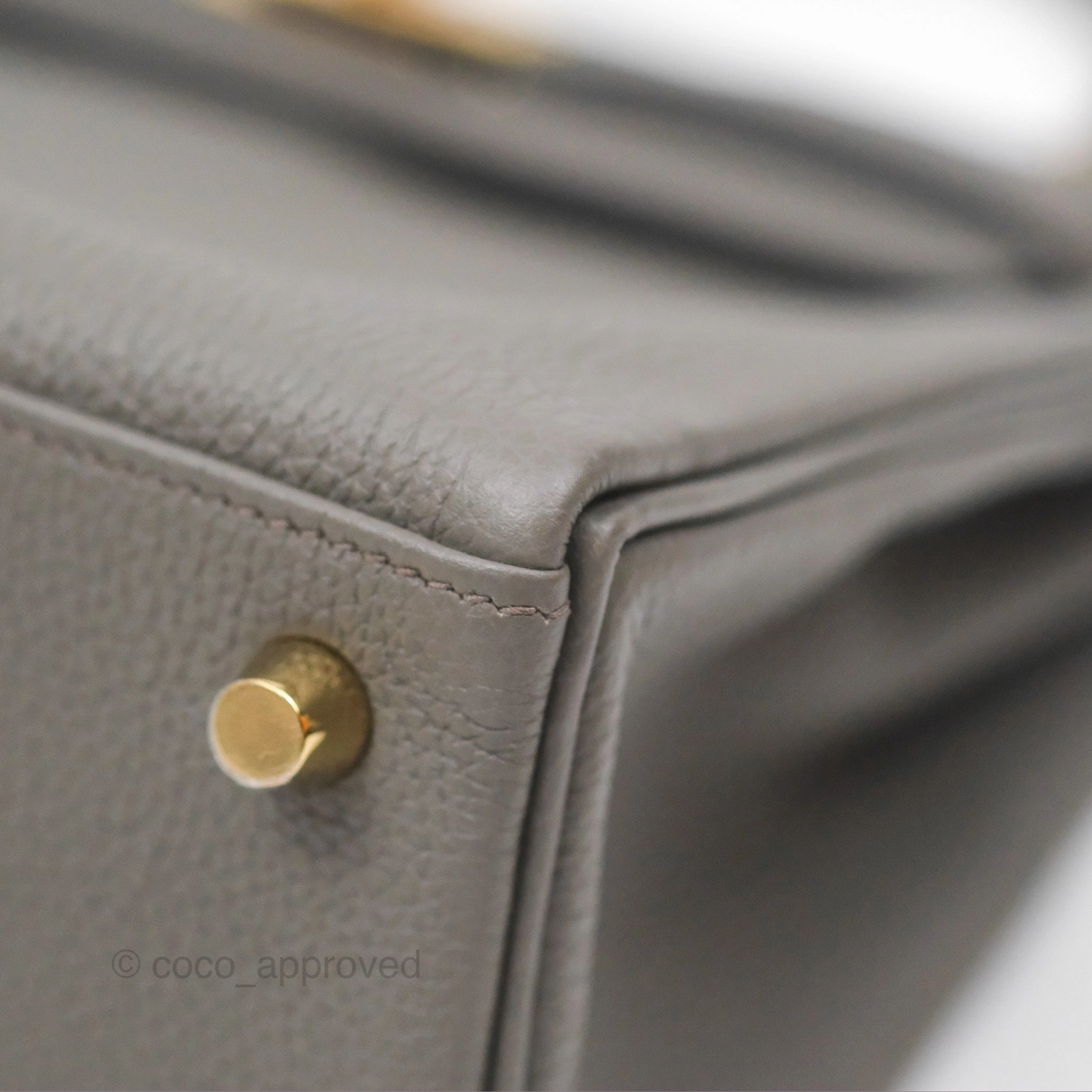 - DM/Email To Purchase - Herms Kelly 25 Retourne Gris Etain 8F Togo Gold Hardware