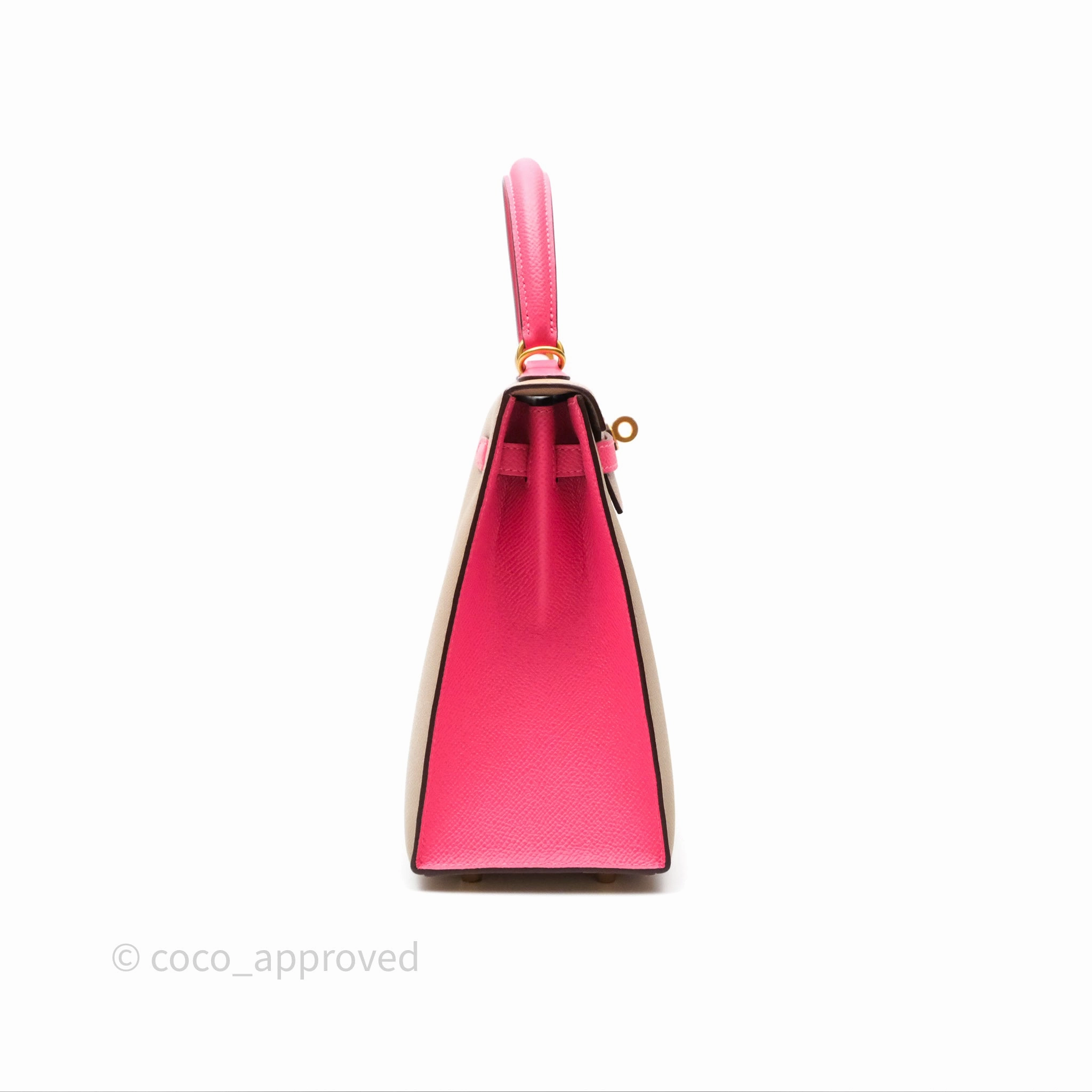 - DM/Email To Purchase - Herms Kelly 25 Sellier Begie/Pink Epsom Gold Hardware