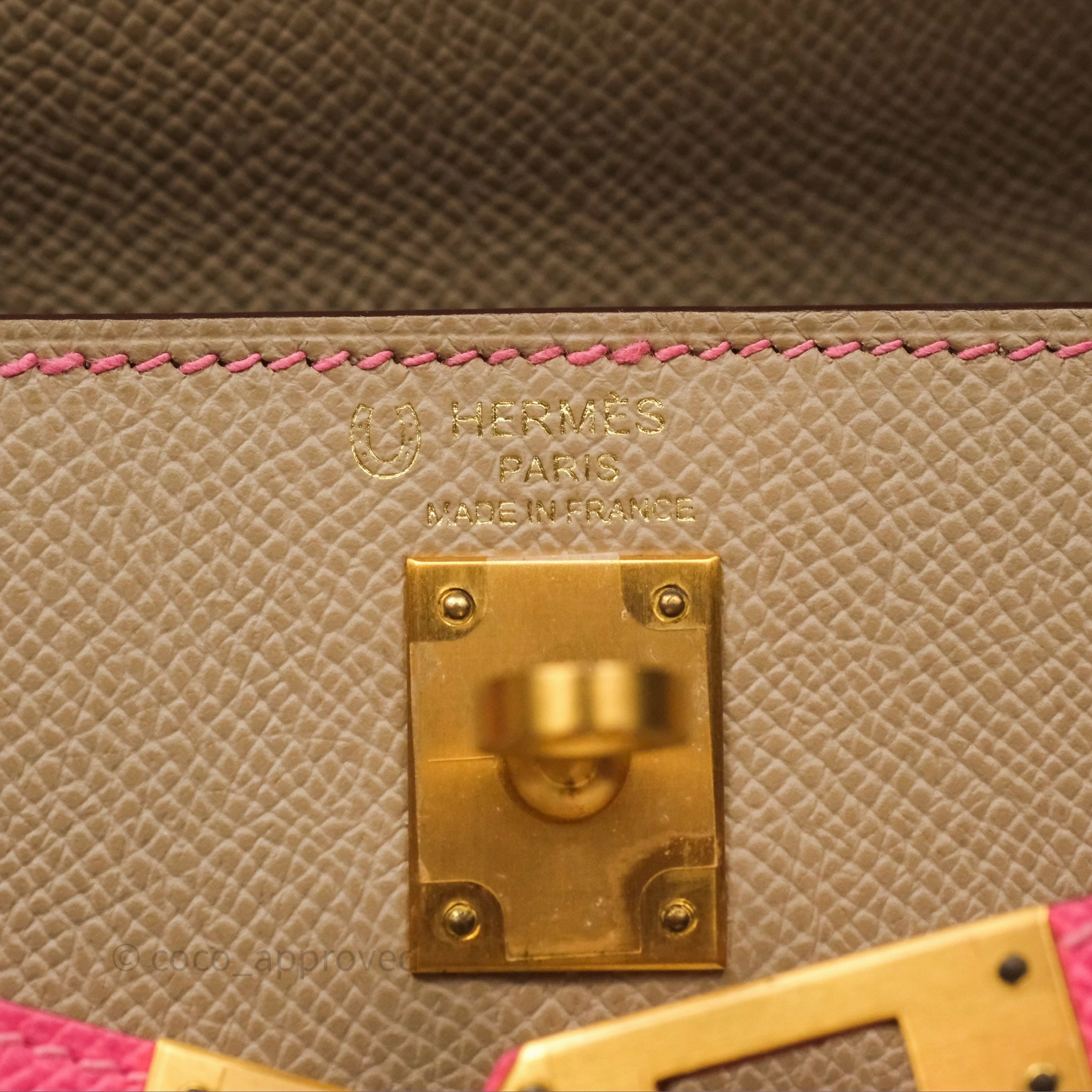 - DM/Email To Purchase - Herms Kelly 25 Sellier Begie/Pink Epsom Gold Hardware
