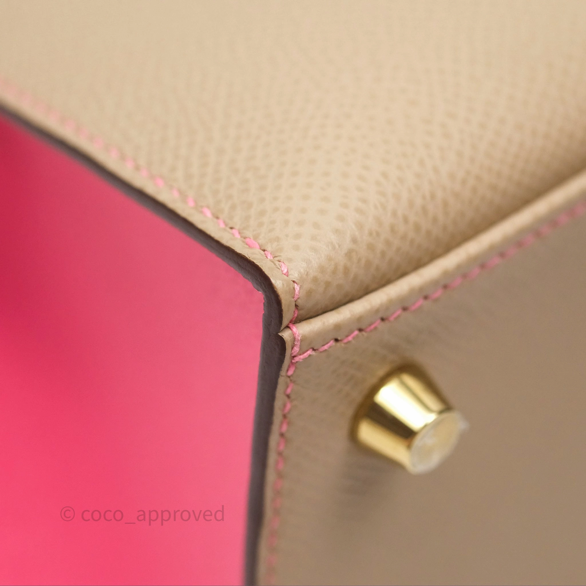 - DM/Email To Purchase - Herms Kelly 25 Sellier Begie/Pink Epsom Gold Hardware