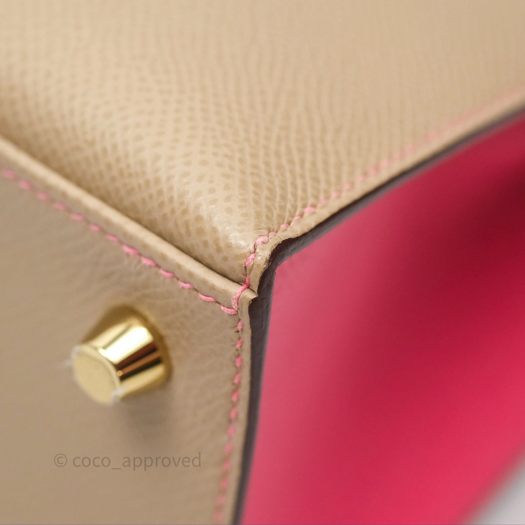 - DM/Email To Purchase - Herms Kelly 25 Sellier Begie/Pink Epsom Gold Hardware