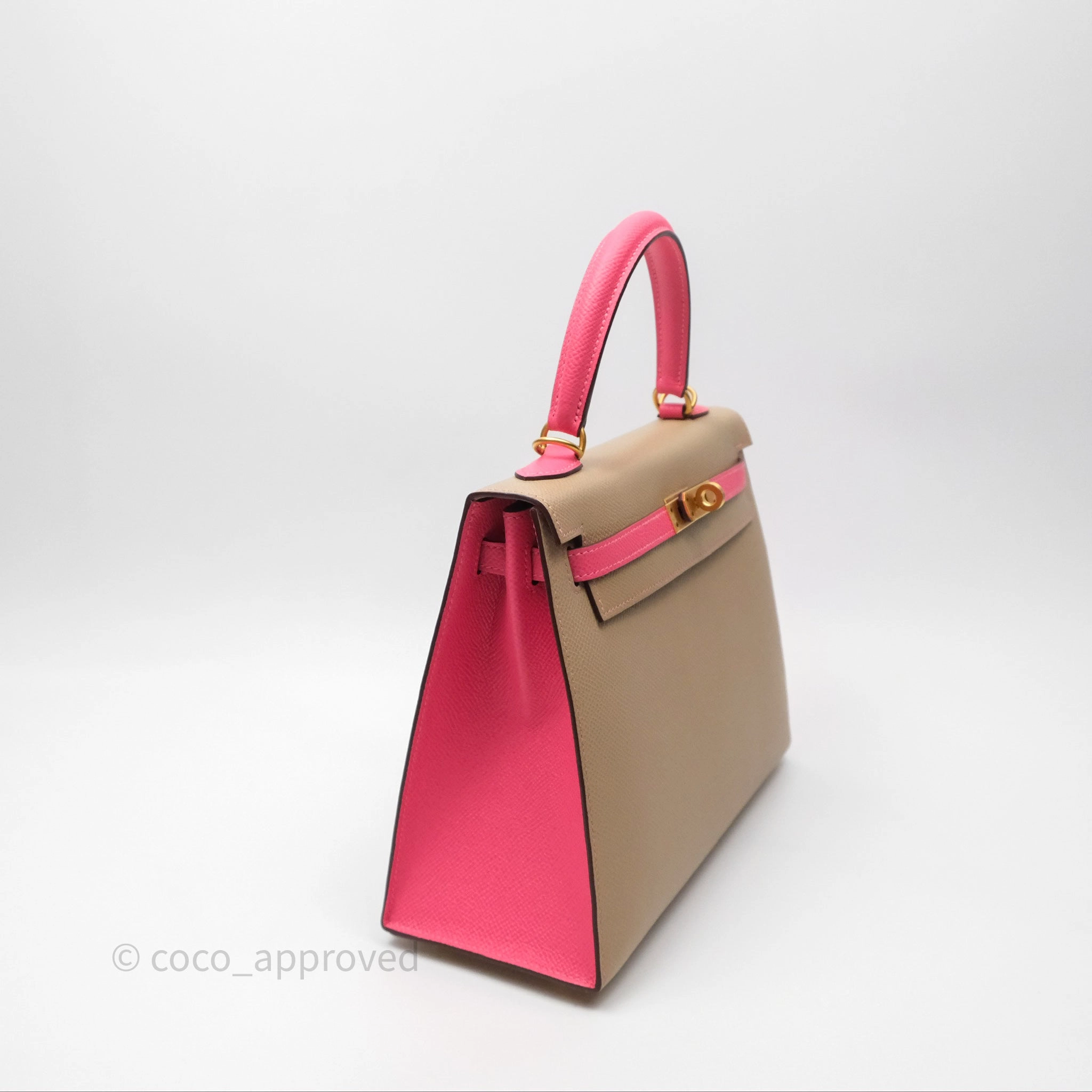 - DM/Email To Purchase - Herms Kelly 25 Sellier Begie/Pink Epsom Gold Hardware