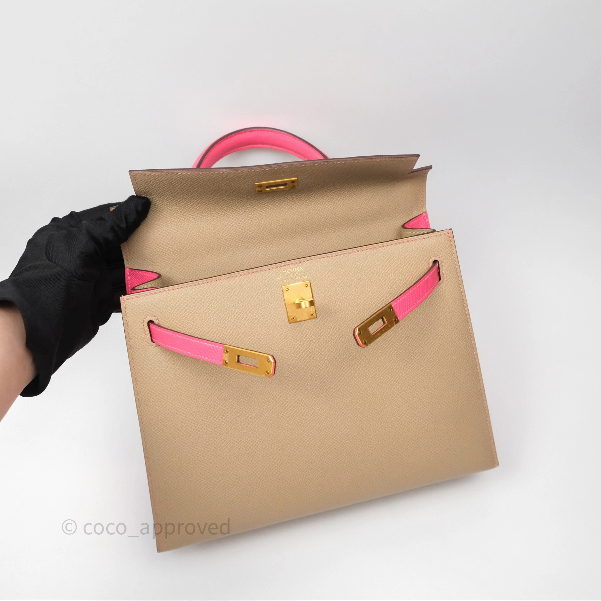 - DM/Email To Purchase - Herms Kelly 25 Sellier Begie/Pink Epsom Gold Hardware
