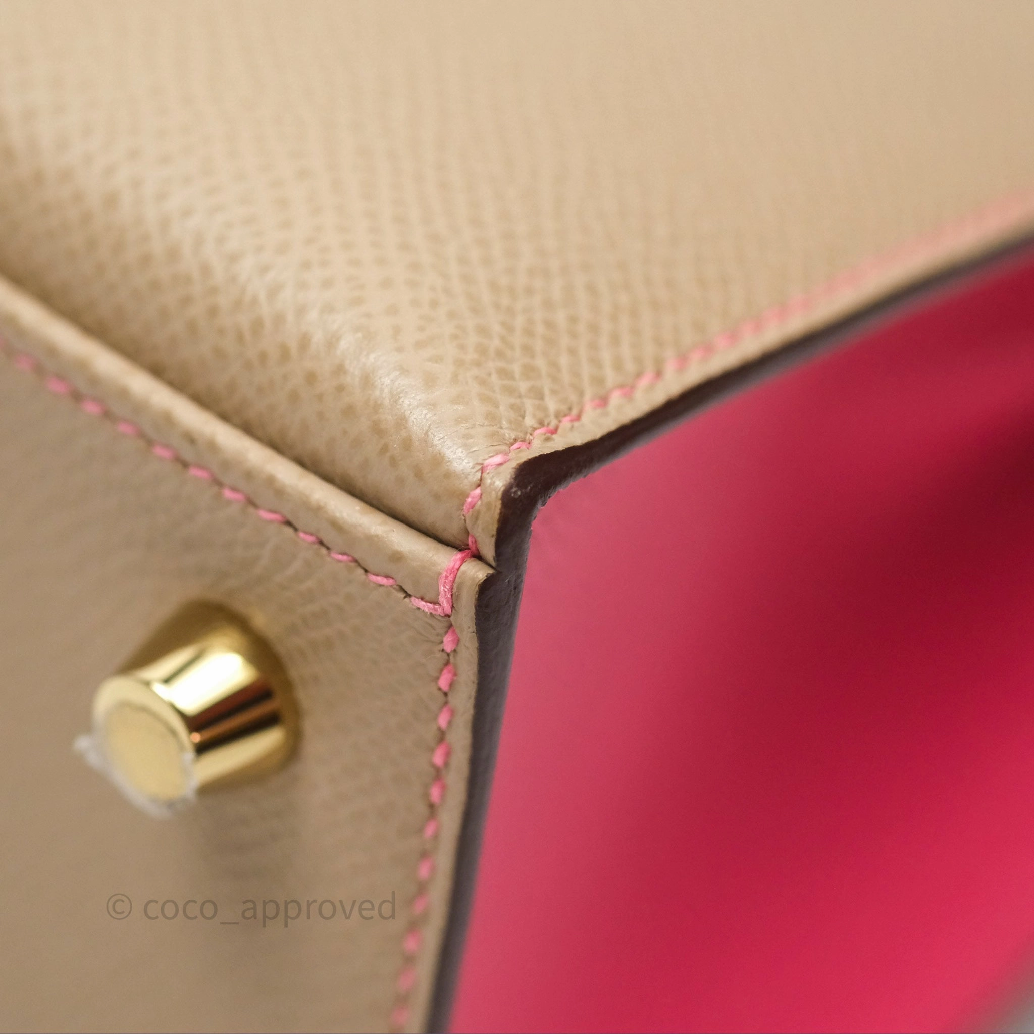 - DM/Email To Purchase - Herms Kelly 25 Sellier Begie/Pink Epsom Gold Hardware