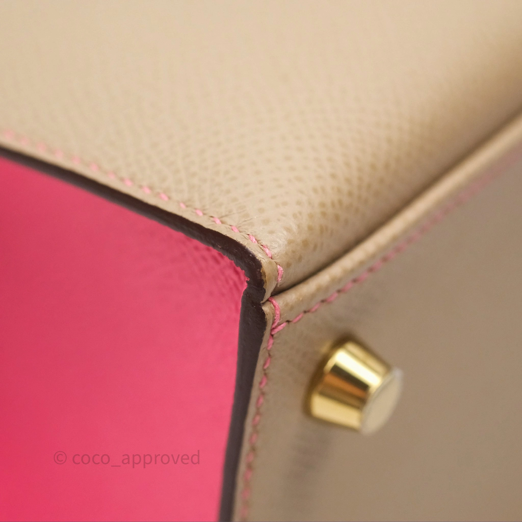 - DM/Email To Purchase - Herms Kelly 25 Sellier Begie/Pink Epsom Gold Hardware