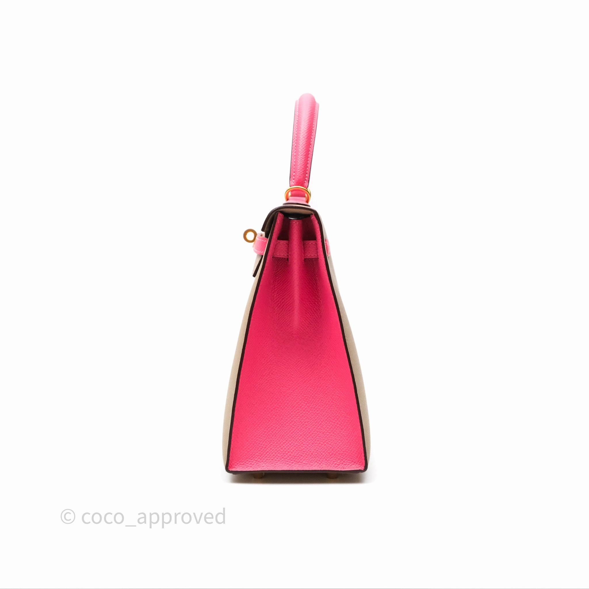 - DM/Email To Purchase - Herms Kelly 25 Sellier Begie/Pink Epsom Gold Hardware