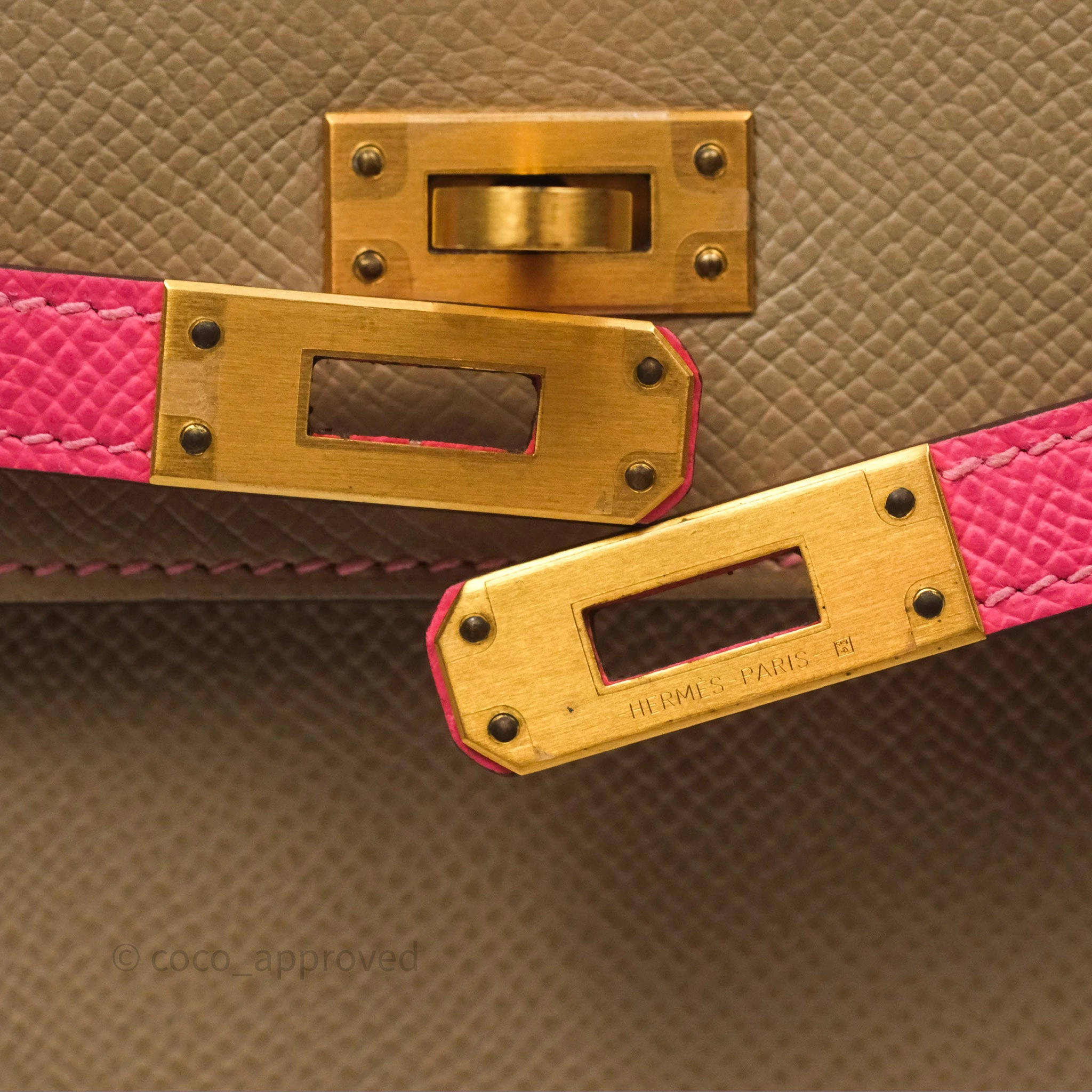 - DM/Email To Purchase - Herms Kelly 25 Sellier Begie/Pink Epsom Gold Hardware