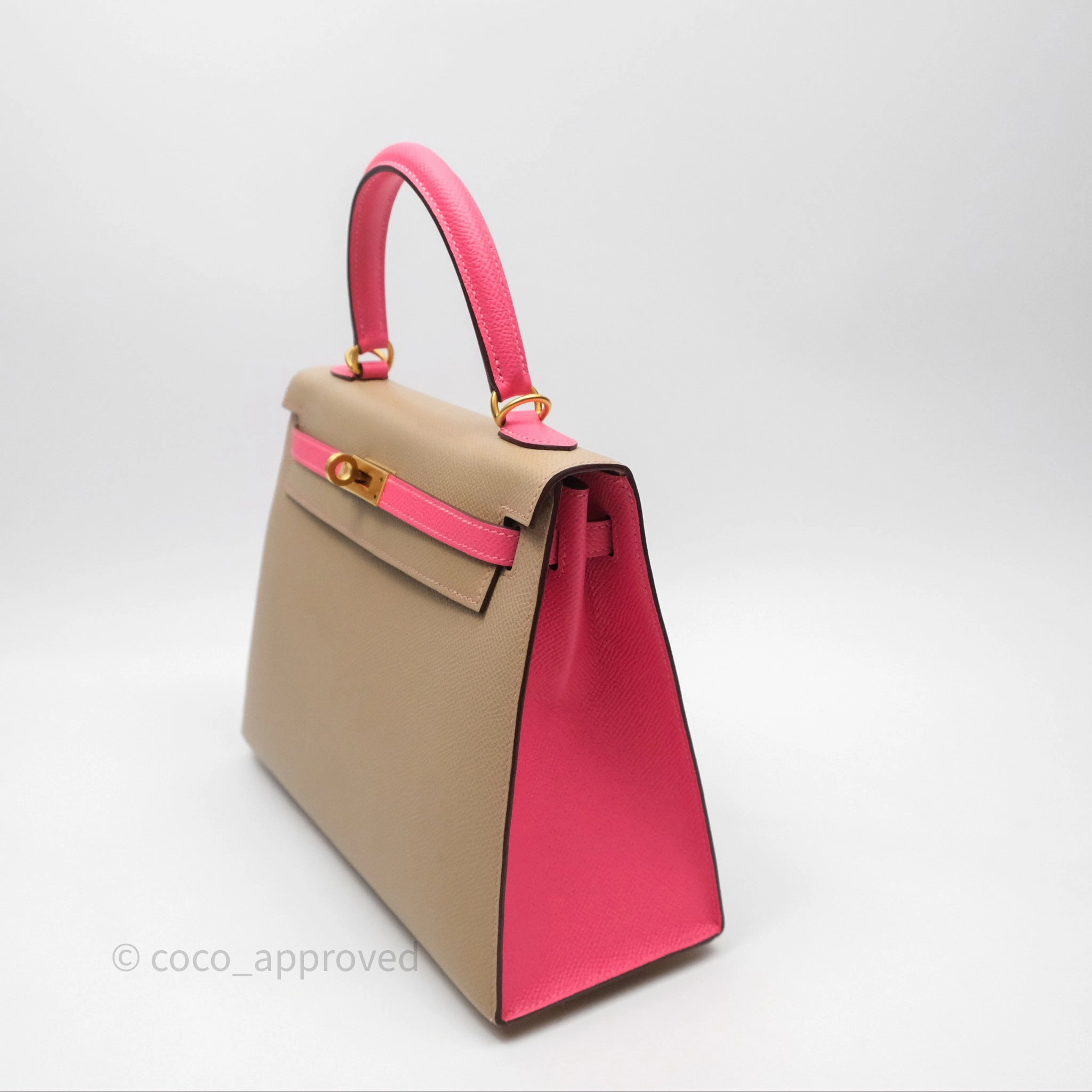 - DM/Email To Purchase - Herms Kelly 25 Sellier Begie/Pink Epsom Gold Hardware