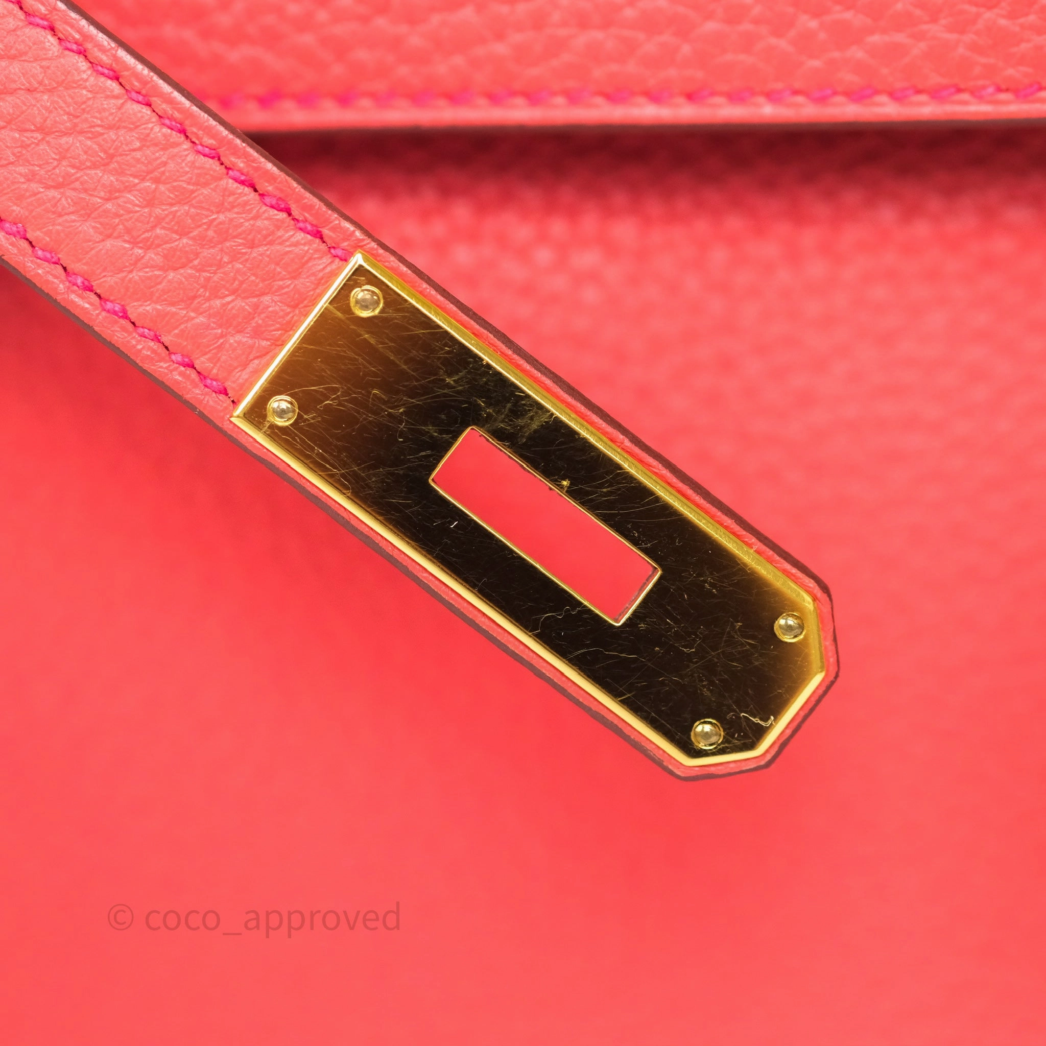 - DM/Email To Purchase - Herms Kelly 28 Rose Jaipur Retourne Togo Gold Hardware